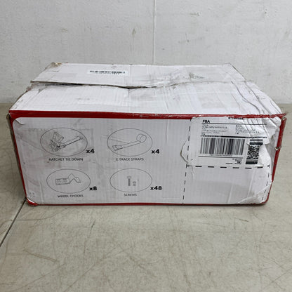 Autofonder Wheel Chock 4-Pack w/ 2x9ft E-Track Tie-Down Kit 4500lb