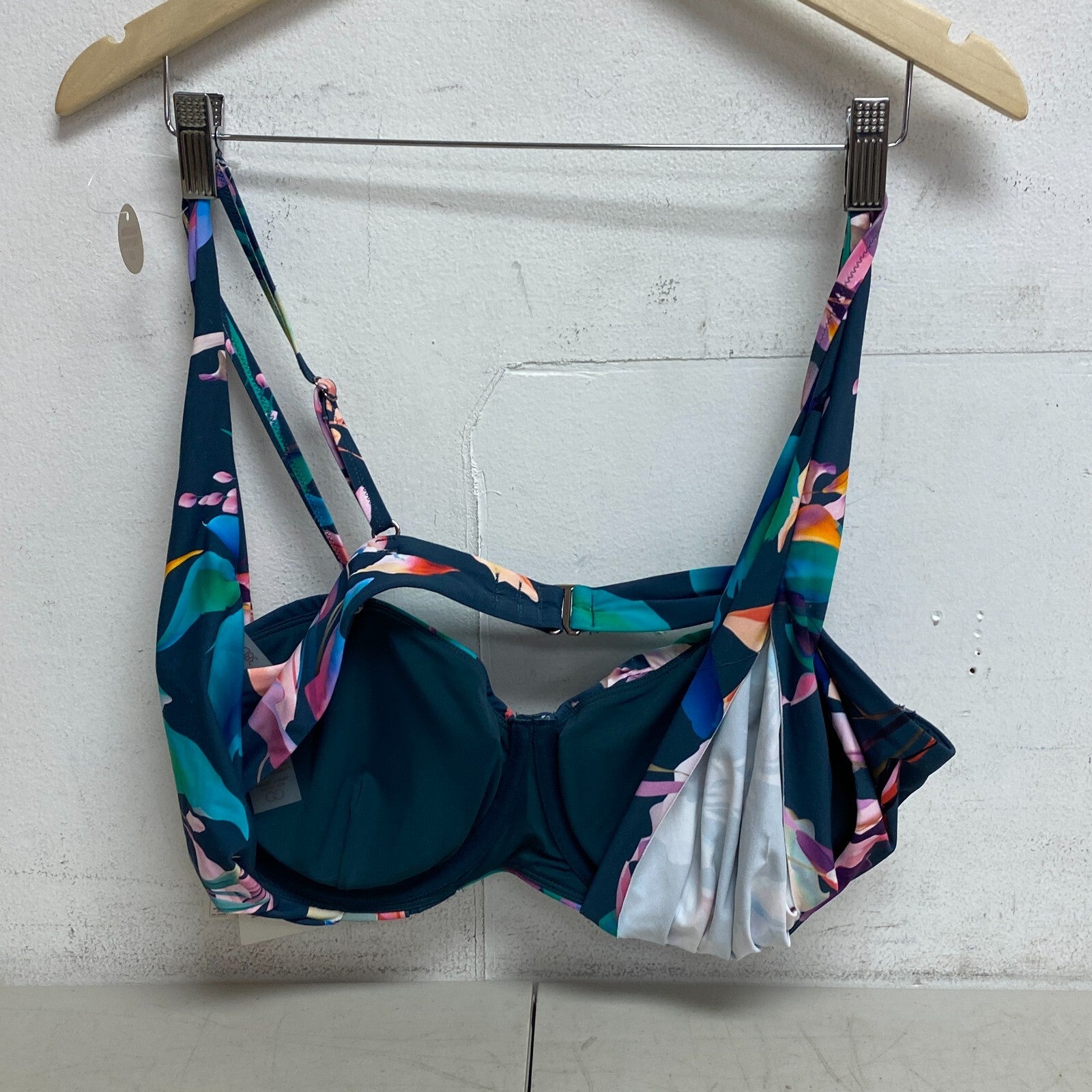 Calia Women's Swim Collection Built-in Underwire Floral Bikini Top Aqua Multi