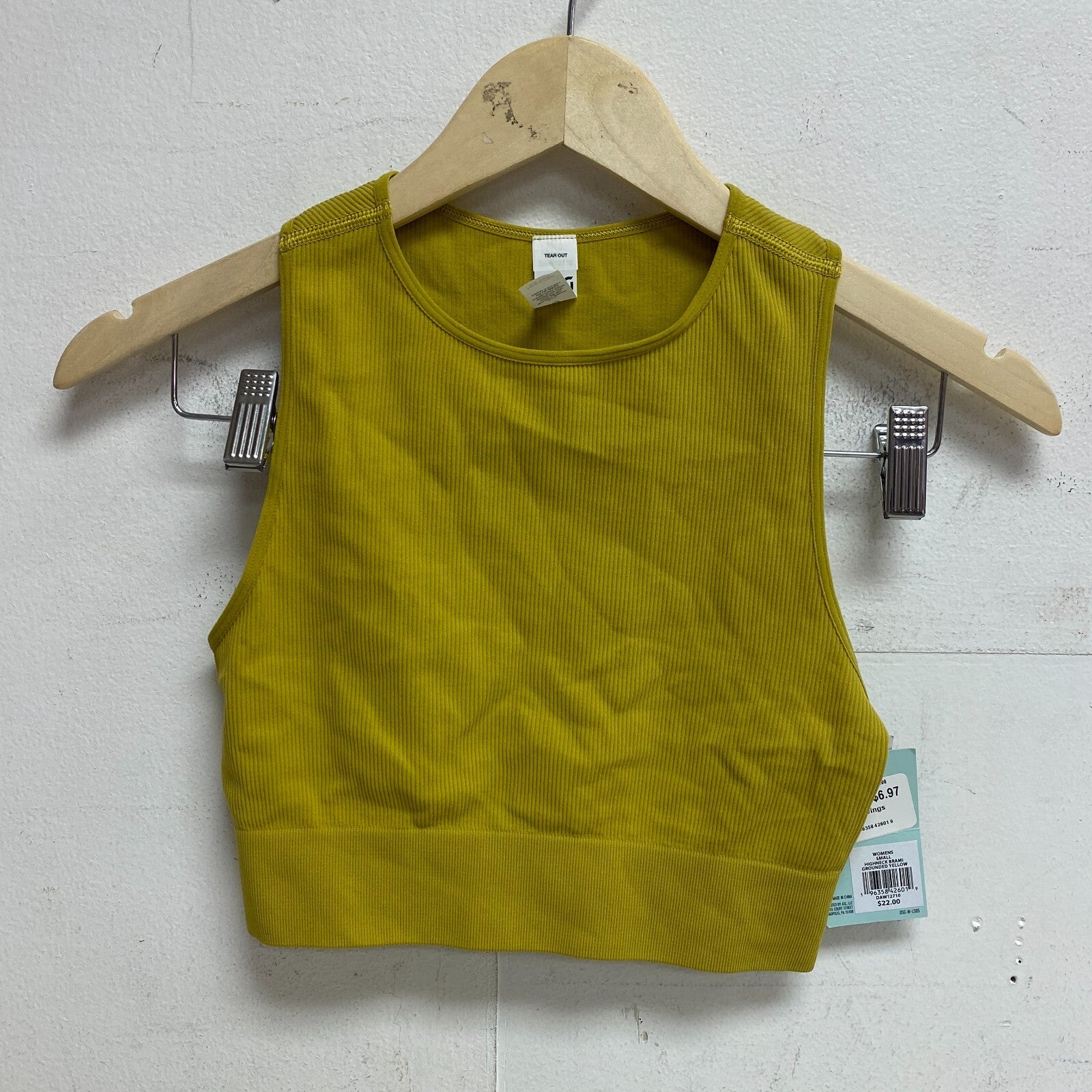 DSG Women's Low Support  High neck Brami Swim Top Grounded Yellow DAW12710 New