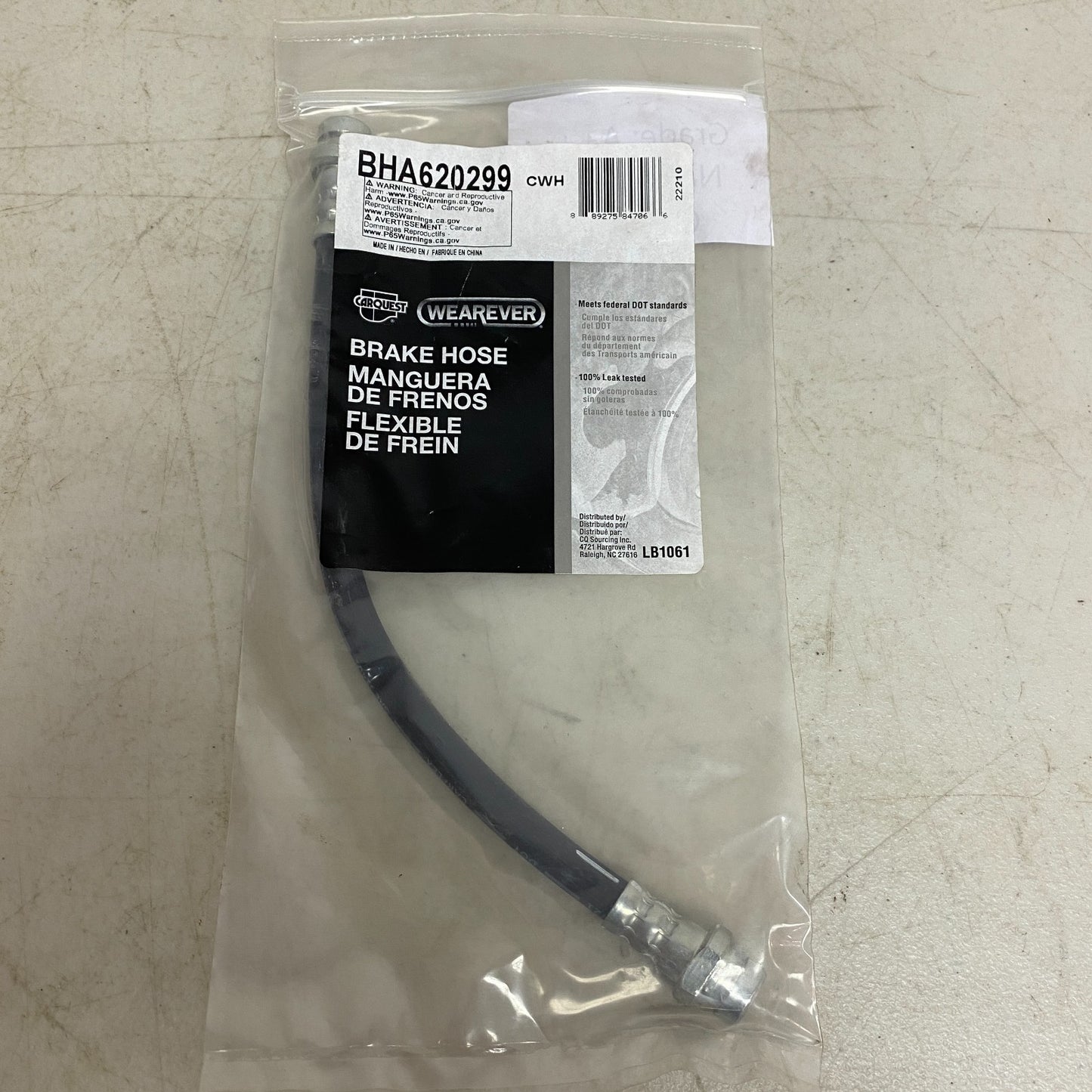 CARQUEST Brake Hydraulic Hose Black EPDM Rubber 17.25″ Model BHA620299