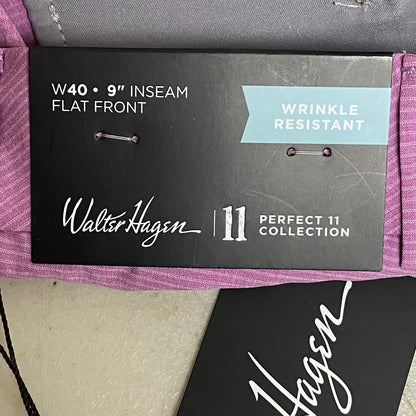 Walter Hagen Mens Performance 11 Micro Lines Golf Shorts Bright Magenta/ White