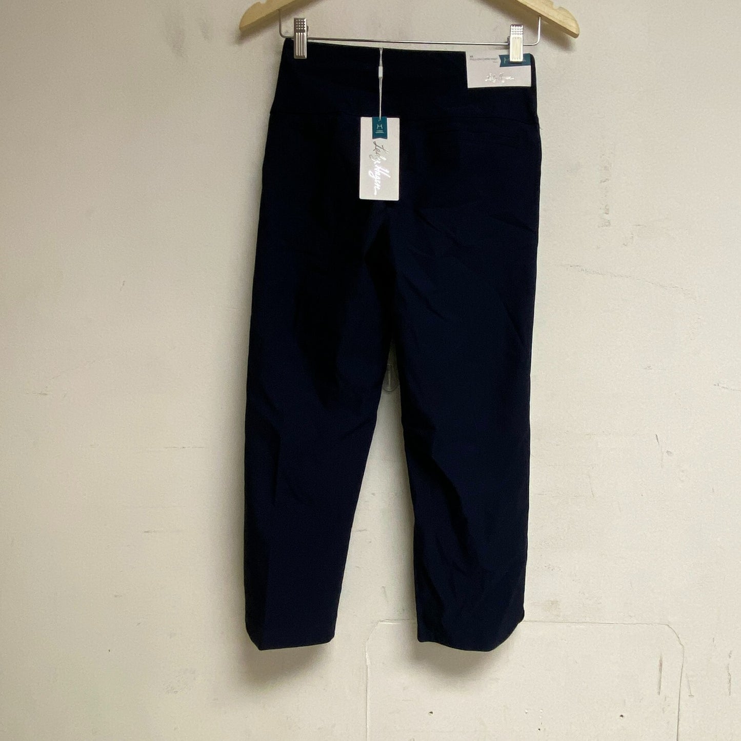 Lady Hagan Womens Tummy Control Capri Pant Dark Navy Solid Pull On WGH15403