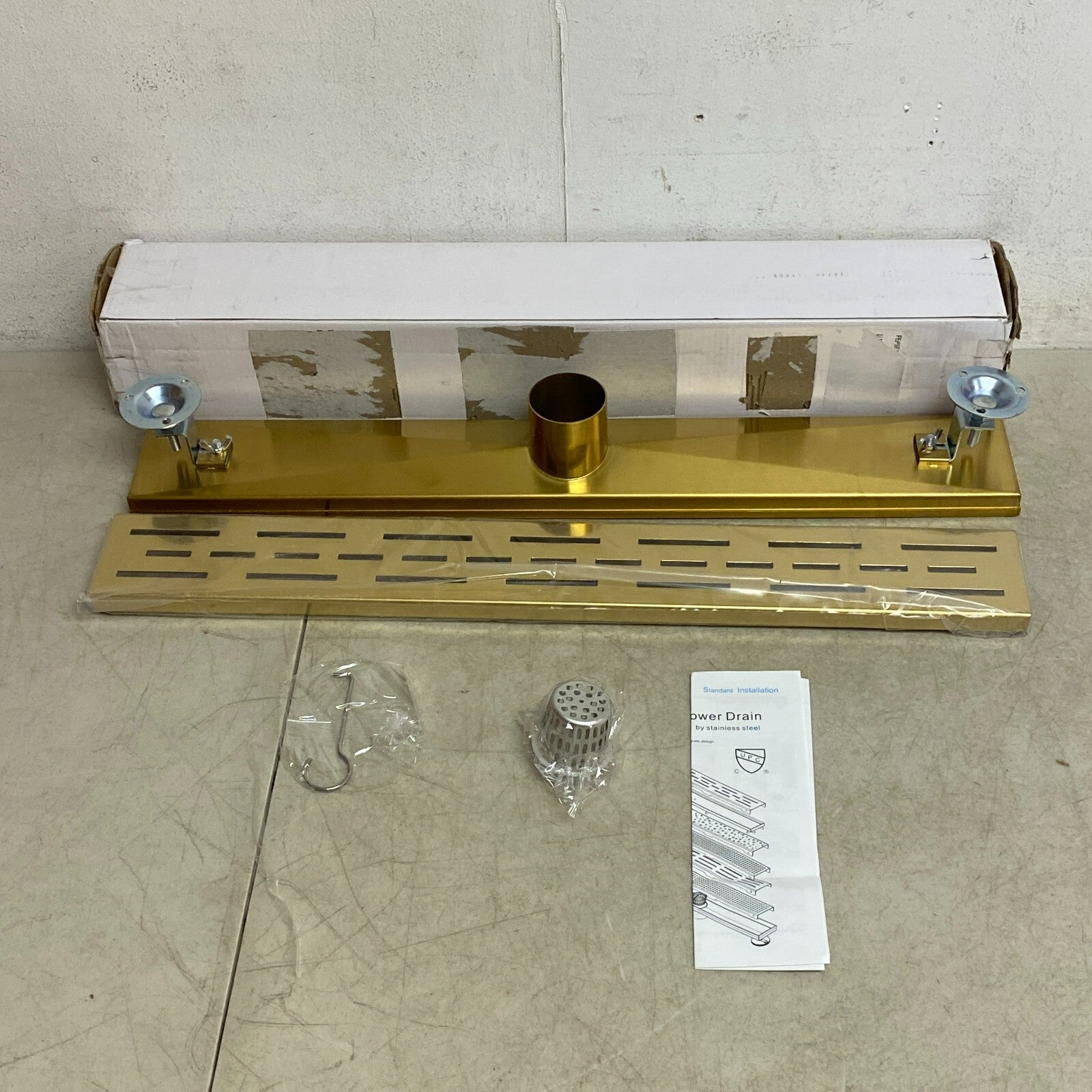 Signature Hardware 24" Effendi Linear Shower Drain - Polished Brass