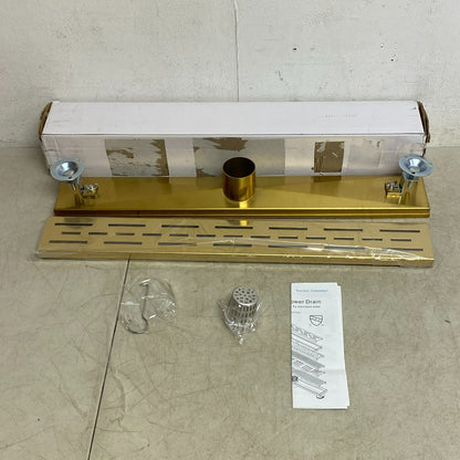 Signature Hardware 24" Effendi Linear Shower Drain - Polished Brass