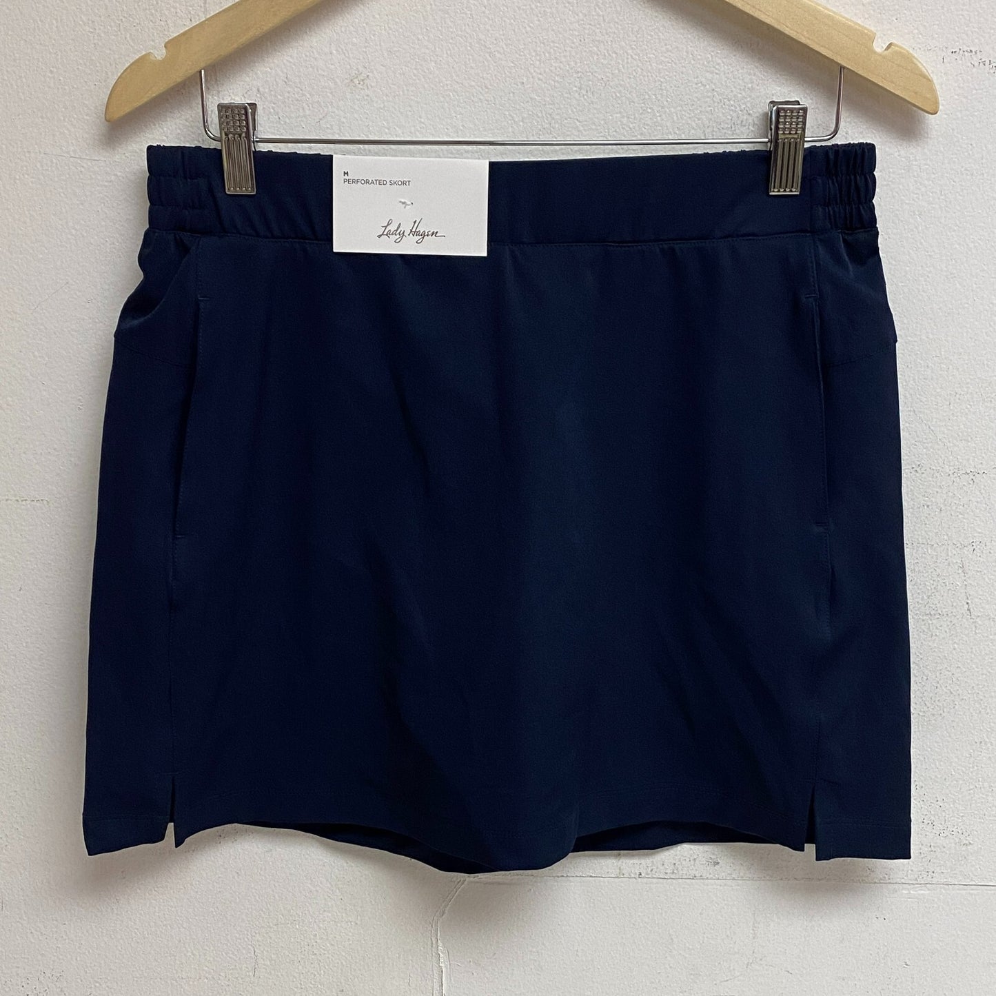 Lady Hagen Womens 16" Perforated Skort Dark Navy Solid Stylish Trendy WGH17432