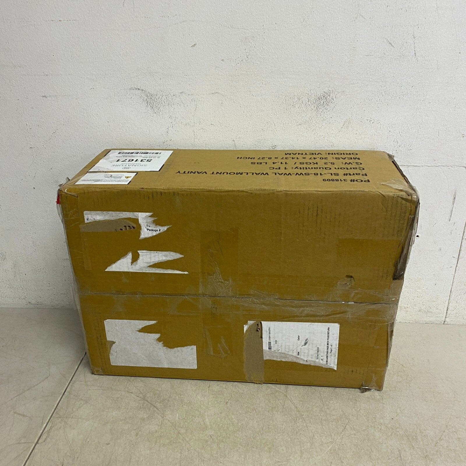 Signature Hardware 18" NADIYA WALL MOUNT VESSEL SINK VANITY CHESTNUT BROWN N,,,,