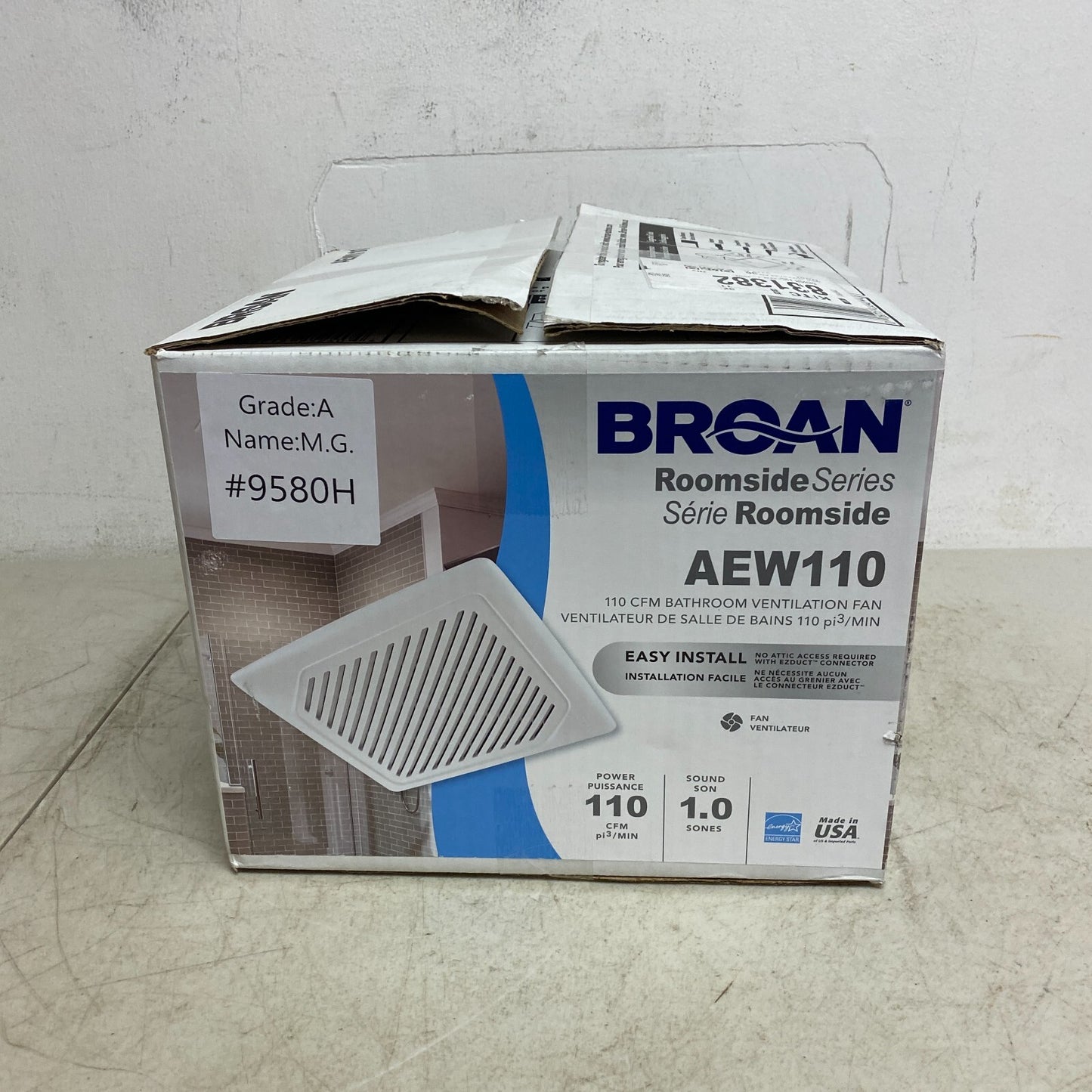 Broan 110 CFM Bathroom Ventilation Fan Fits 2" x 6" Roomside Flex Series