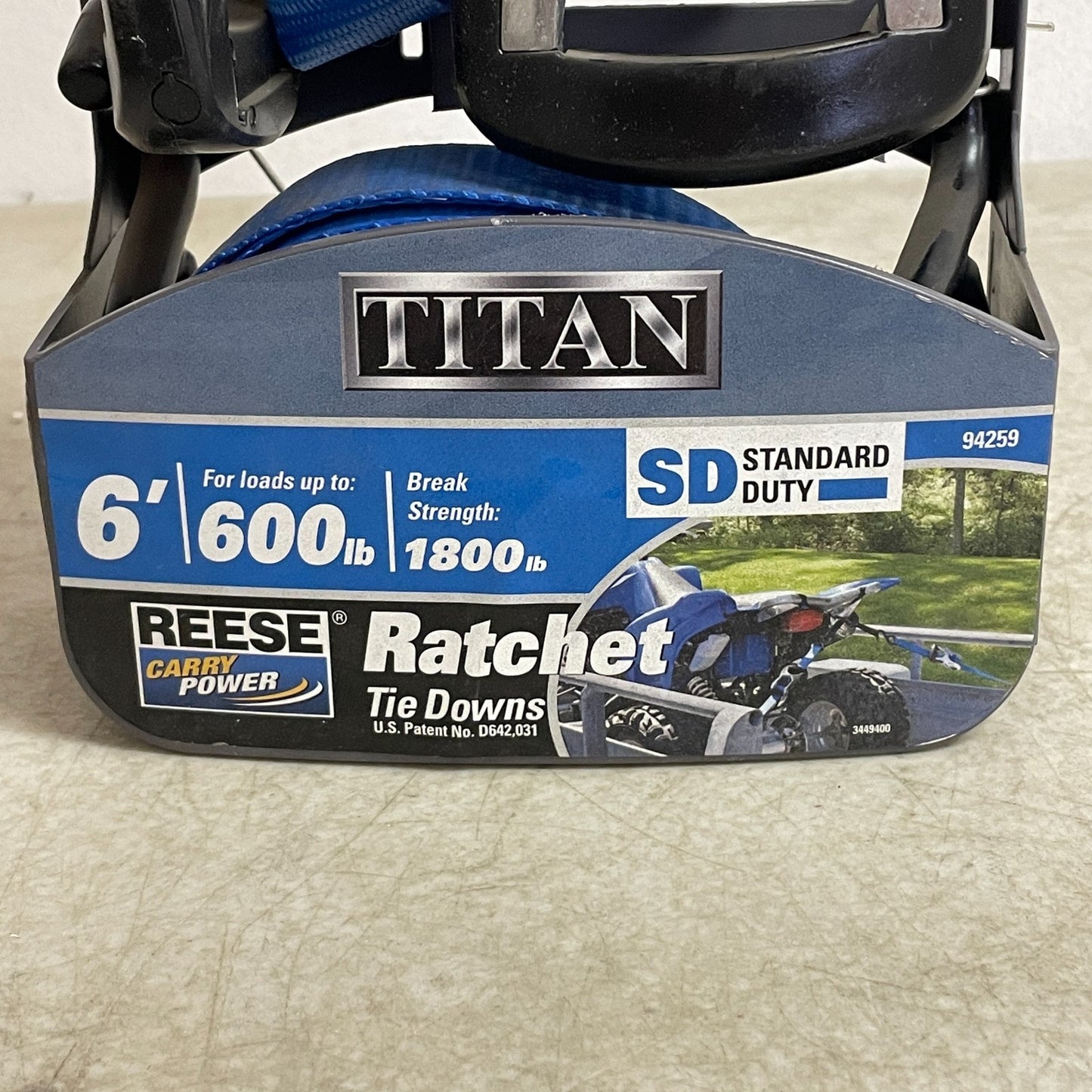 Reese 94259 Ratchet Tie-Down Strap 1"x6' Blue Heavy-Duty Carry Power