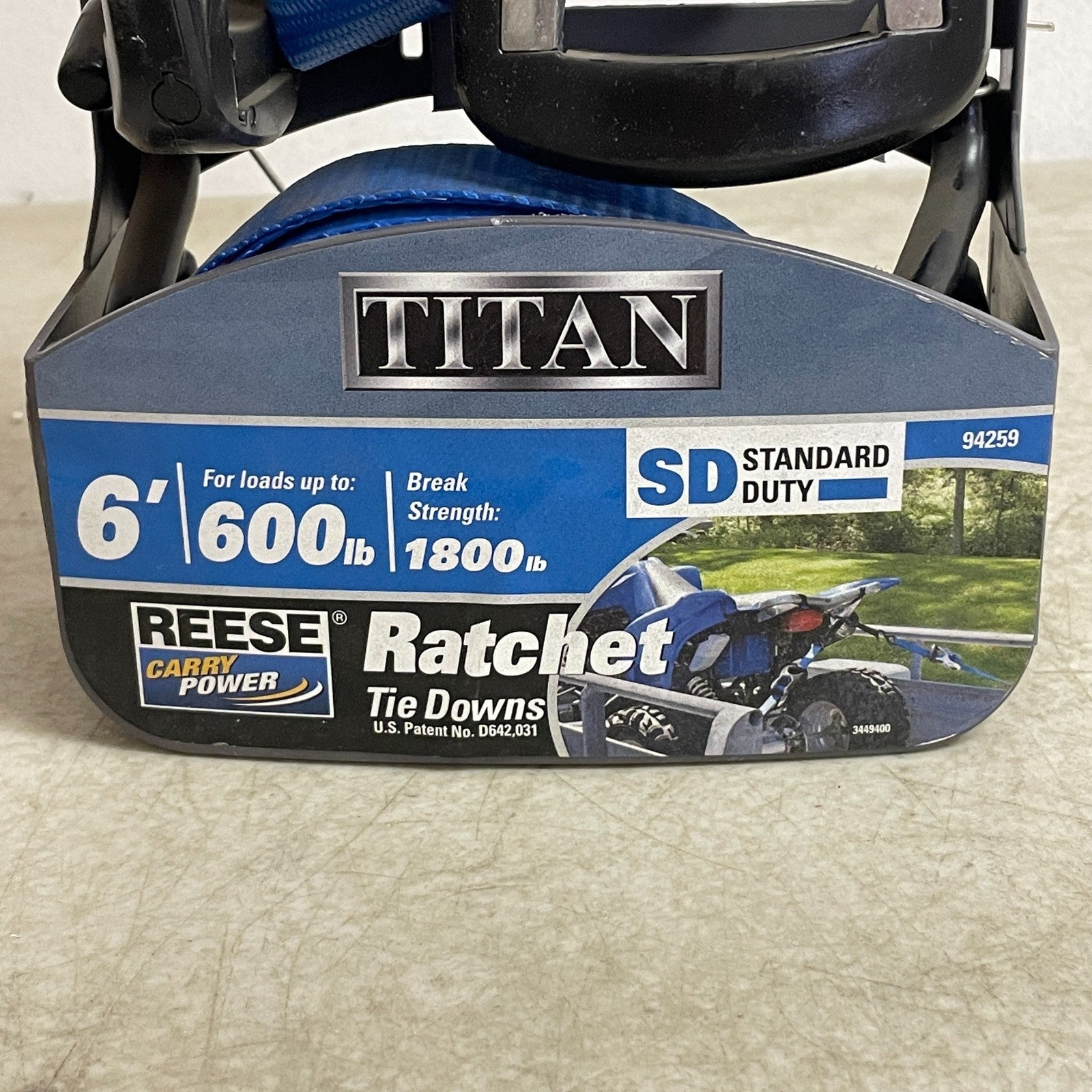 Reese 94259 Ratchet Tie-Down Strap 1"x6' Blue Heavy-Duty Carry Power