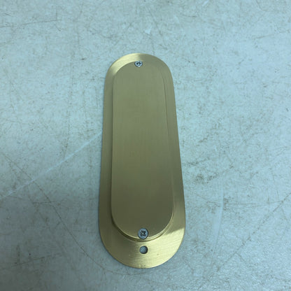 Signature Hardware 6''Elongated Oval Recessed Brass Pocket Door Pull-Satin Brass