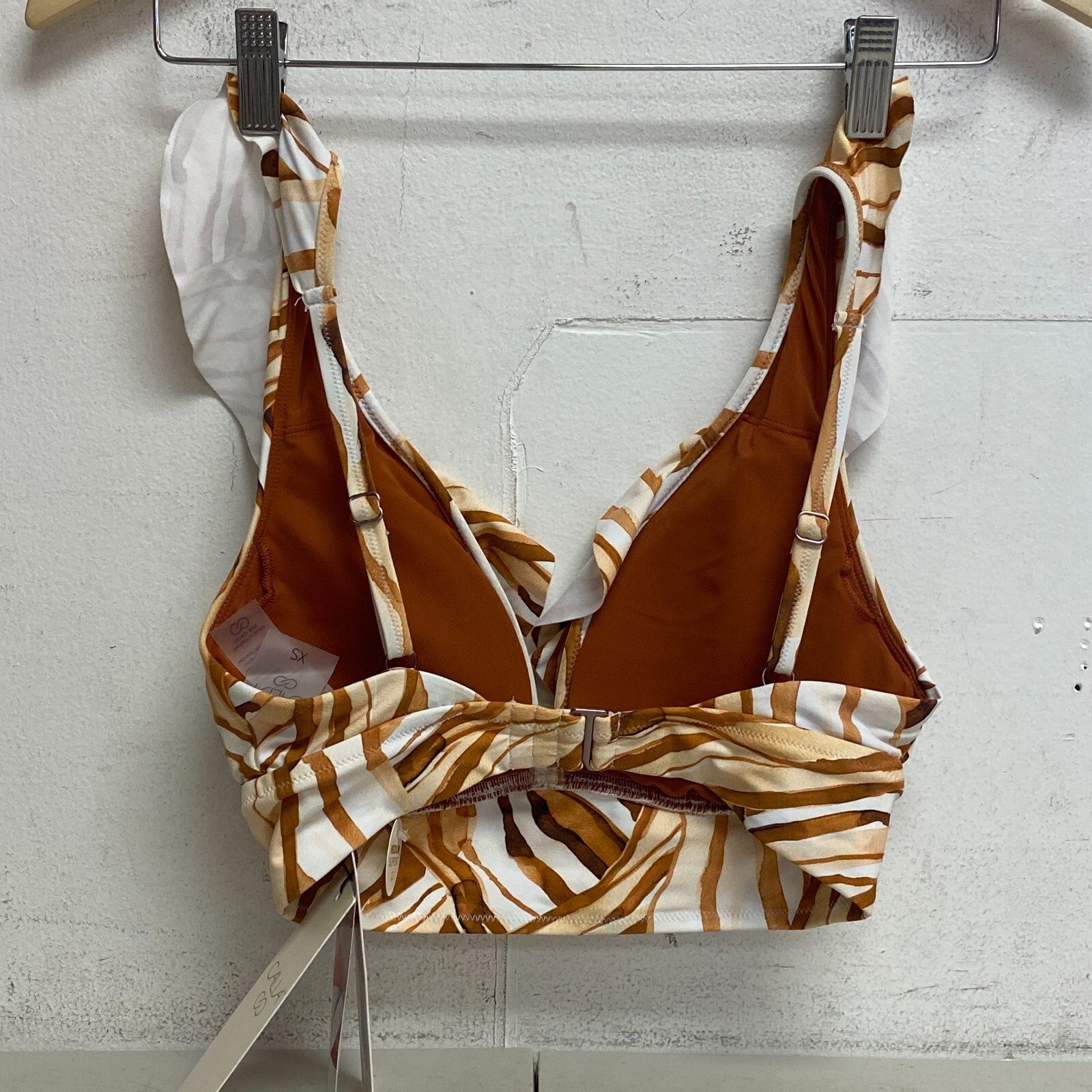 Calia Womens Ruffle Bikini Top Patchwork WSA22224PRT BRAND NEW