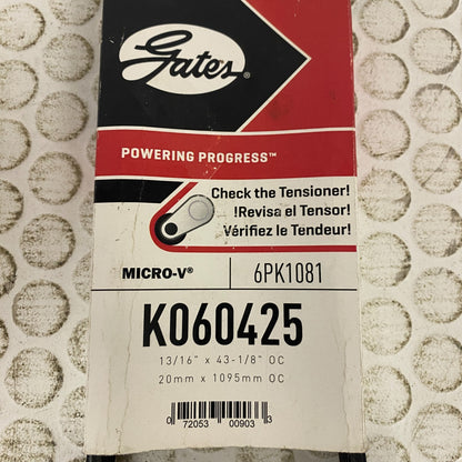 GATES Micro‑V Serpentine Belt 6‑Rib 42.54 in Length Black Drive Belt K060425