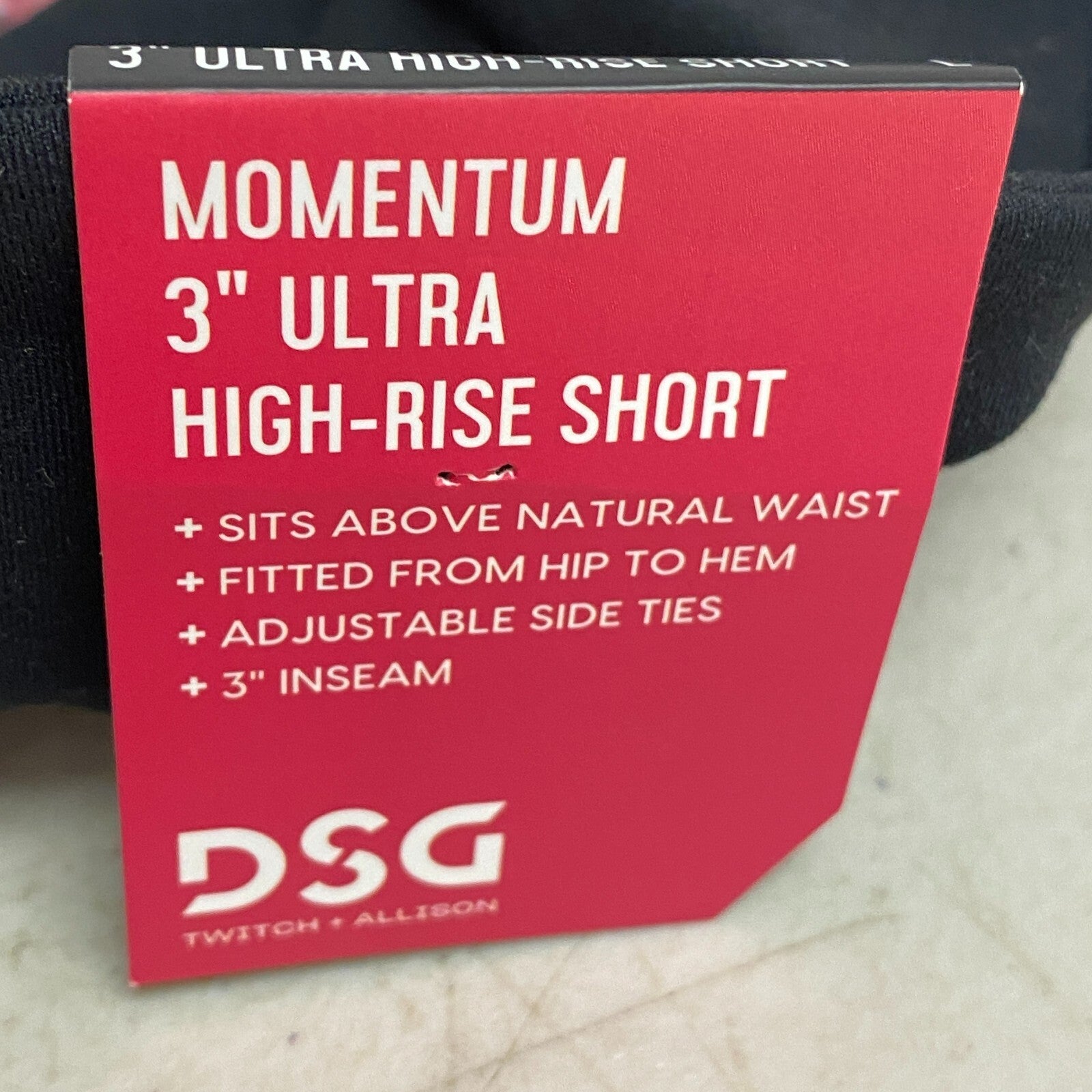 DSG Twitch + Allison Womens 3 in UHR Ruched Short Pure Black Solid BOSSW22106