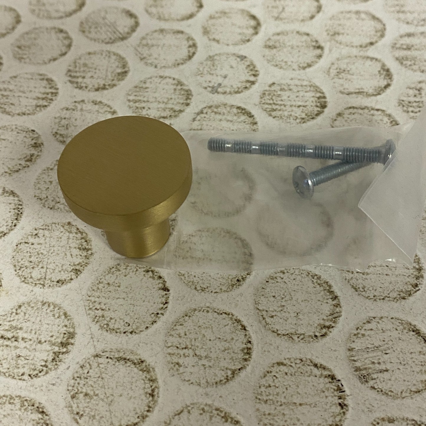 Signature Hardware Orvin 1¼″ Satin Brass 2 Pack Flat Round Cabinet Knob