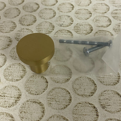 Signature Hardware Orvin 1¼″ Satin Brass 2 Pack Flat Round Cabinet Knob