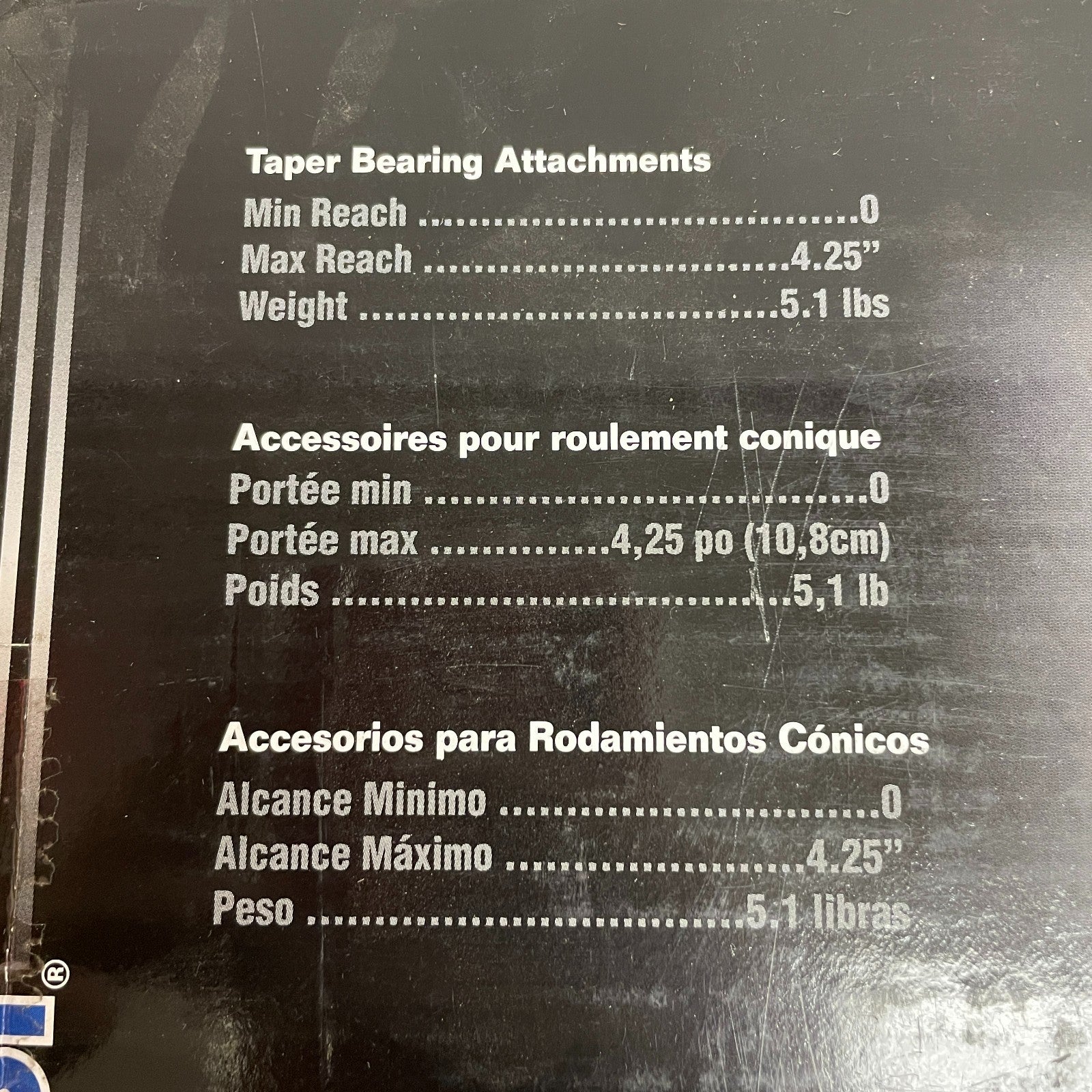 Carquest Tapered Bearing Attachment 4.25" Reach for Gears & Bearings CPE 31543
