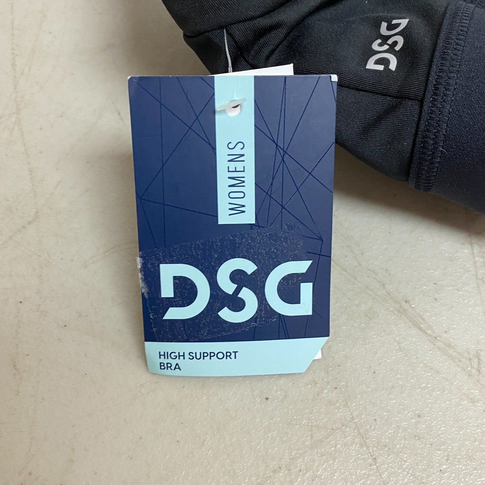 DSG Women's High Support Fixed Cup Wide Racerback Bra Pure Black DAW21715 New