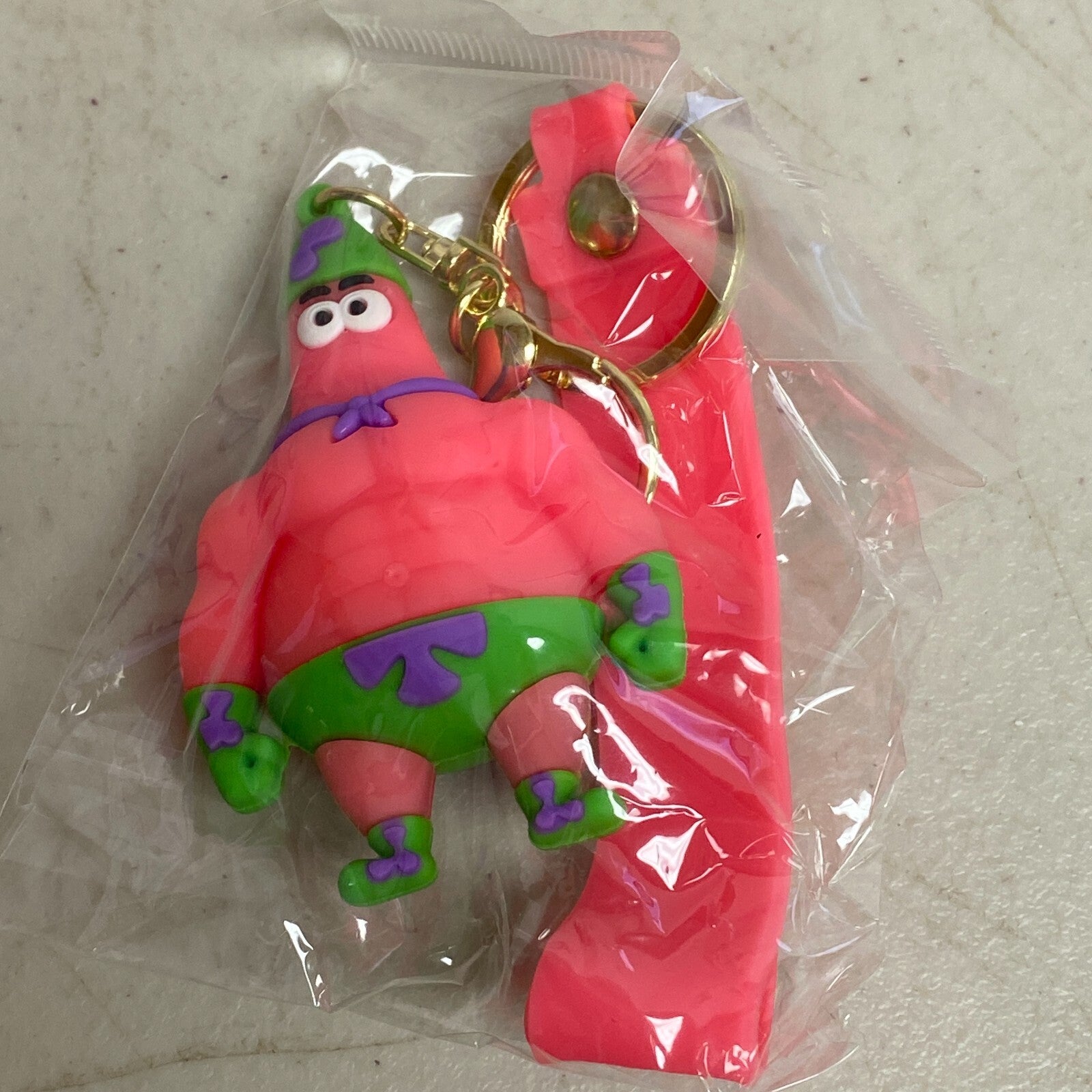 Assorted Silicone SpongeBob SquarePants Patrick Keychain With Metal Accessory