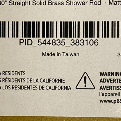 Signature Hardware 60" Straight Solid Brass Shower Rod - Matte Black