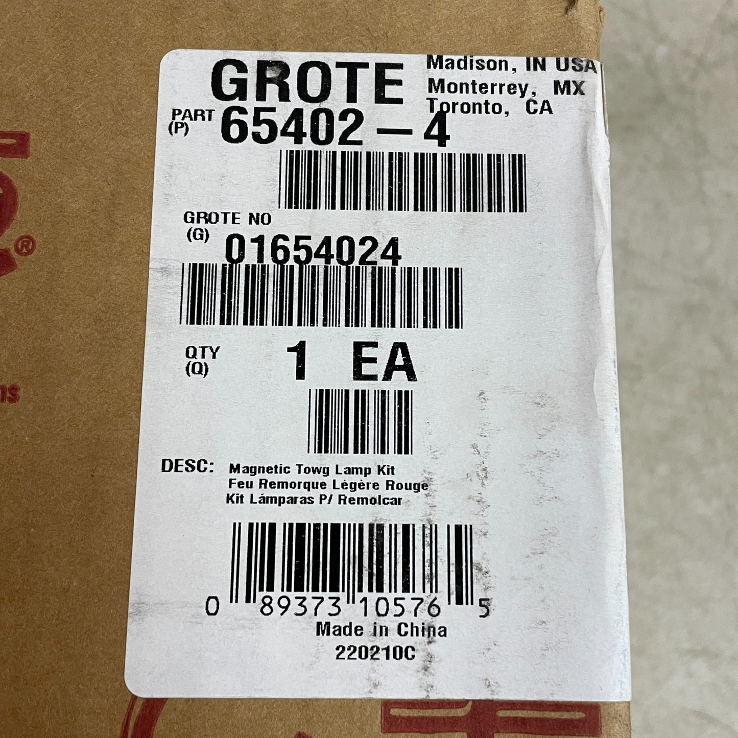 Grote Heavy‑Duty Magnetic Towing Lamp Kit Red 4‑Pole 65402‑4