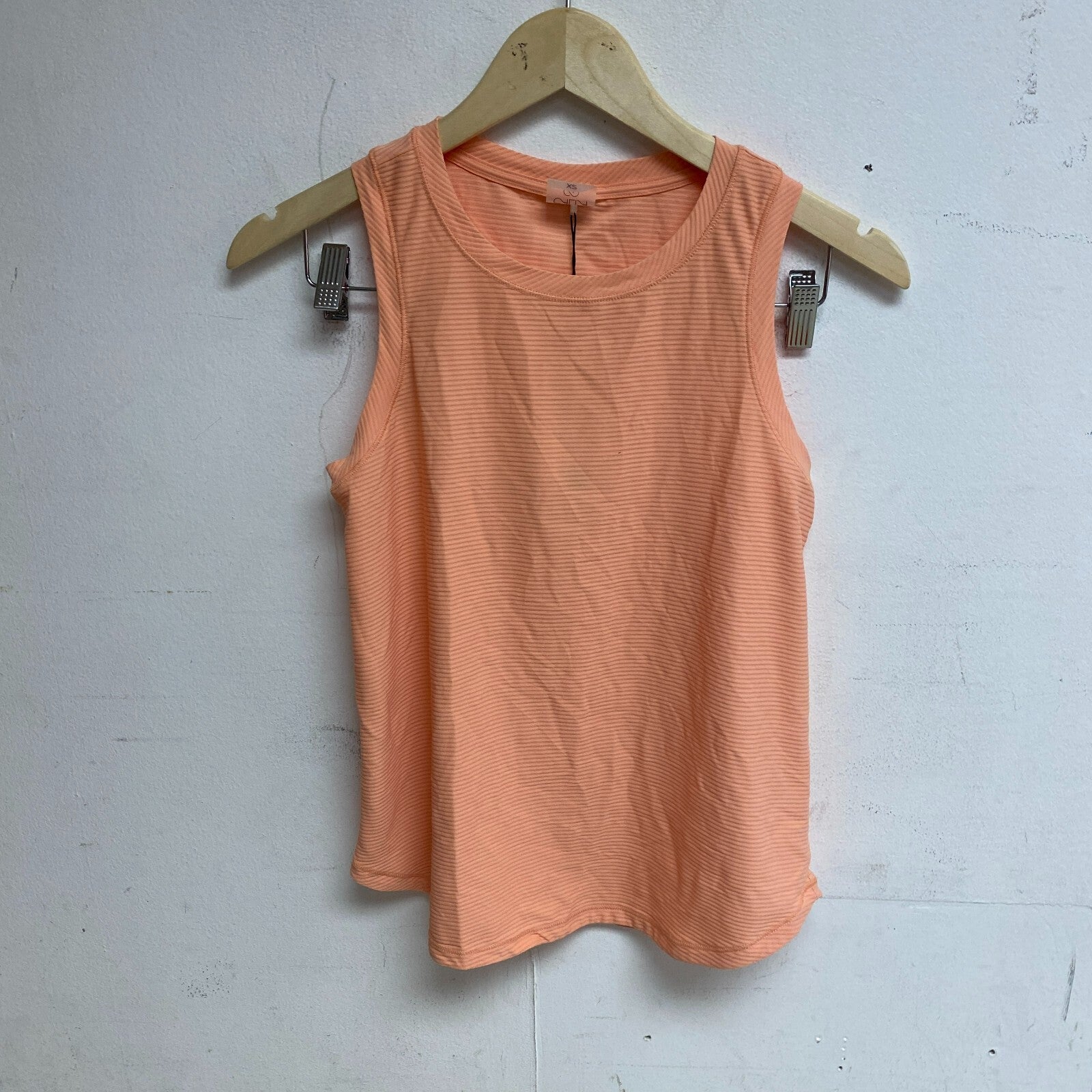 Calia Womens Renew Tank Peach Glow  Relaxed Fit Round Neck Striped WAX11165