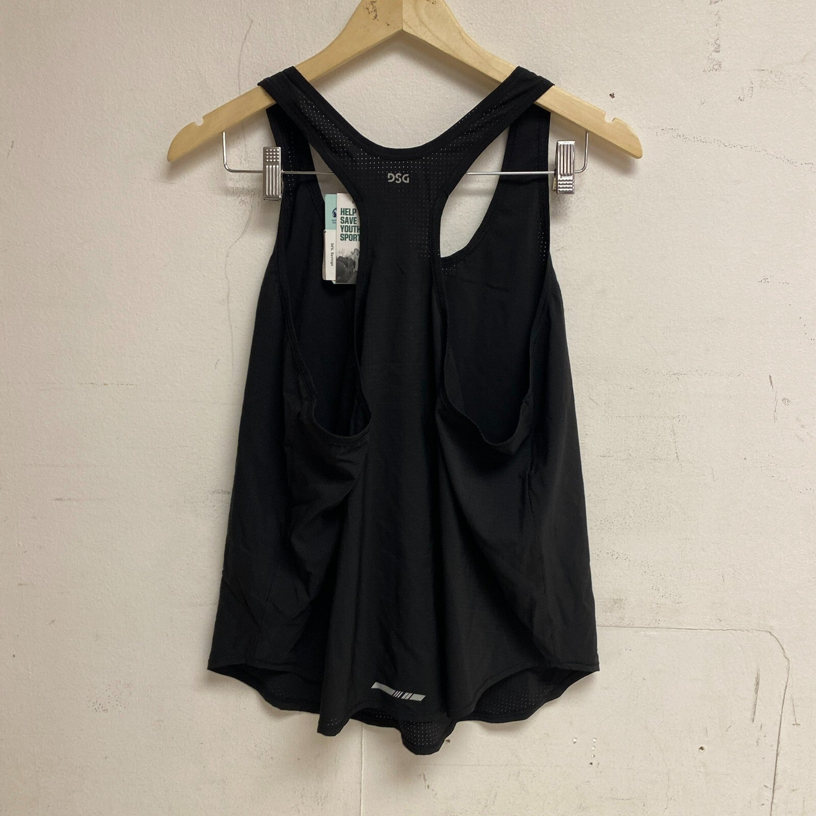 DSG Women's Woven Run Tank Pure Black Athletic Racerback Sleeveless DAW13208