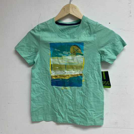 DSG Boys' Solid Cotton Graphic Tee Shirt Cool Mint Beachside Court DAB21108