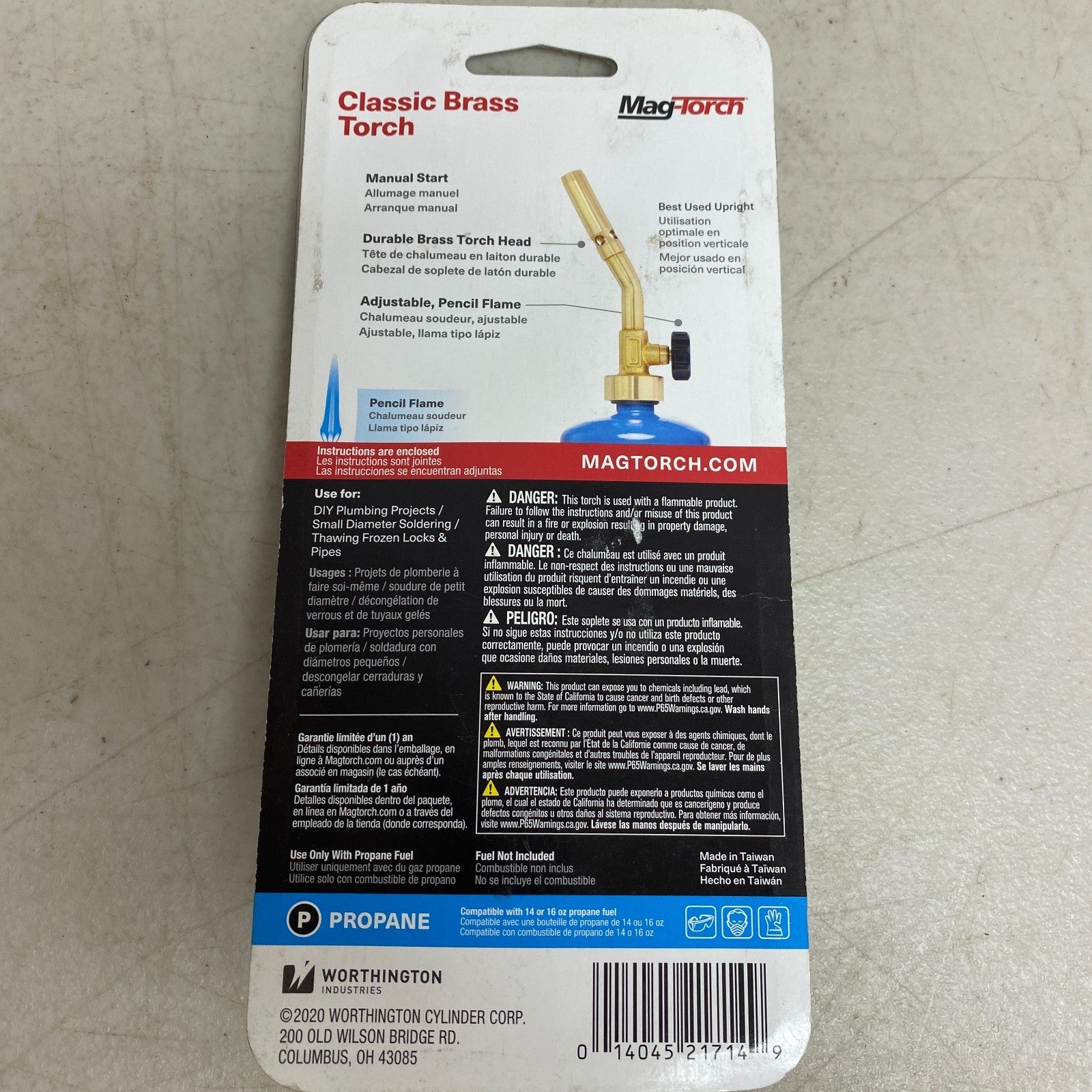 Mag Torch Classic Brass Pencil Flame Torch Adjustable Solid Brass MT200C