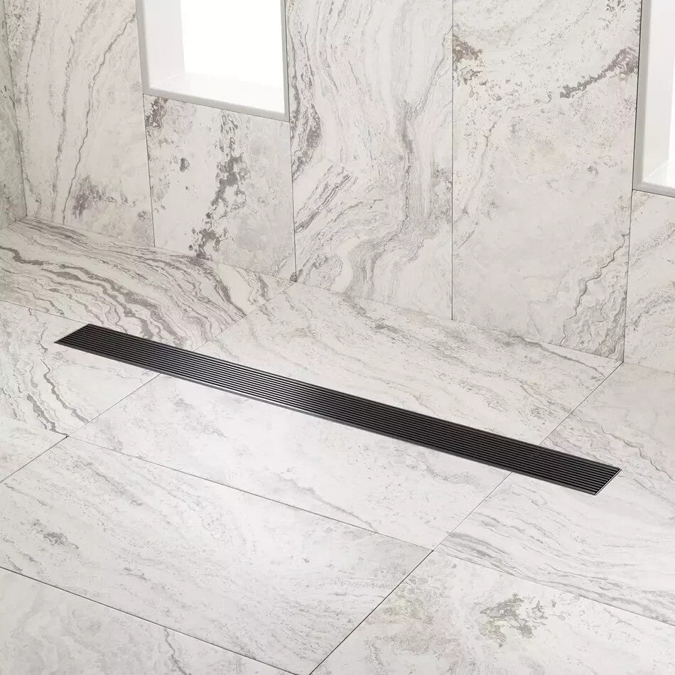Signature Hardware 28" CARMEN OUTDOOR LINEAR SHOWER DRAIN - MATTE BLACK