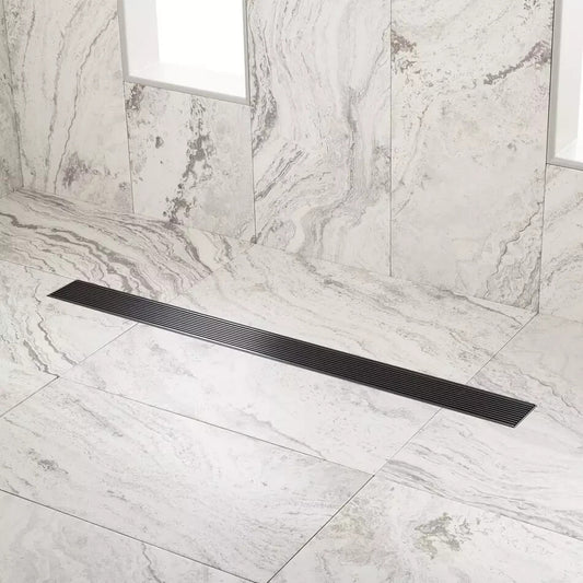 Signature Hardware 28" CARMEN OUTDOOR LINEAR SHOWER DRAIN - MATTE BLACK