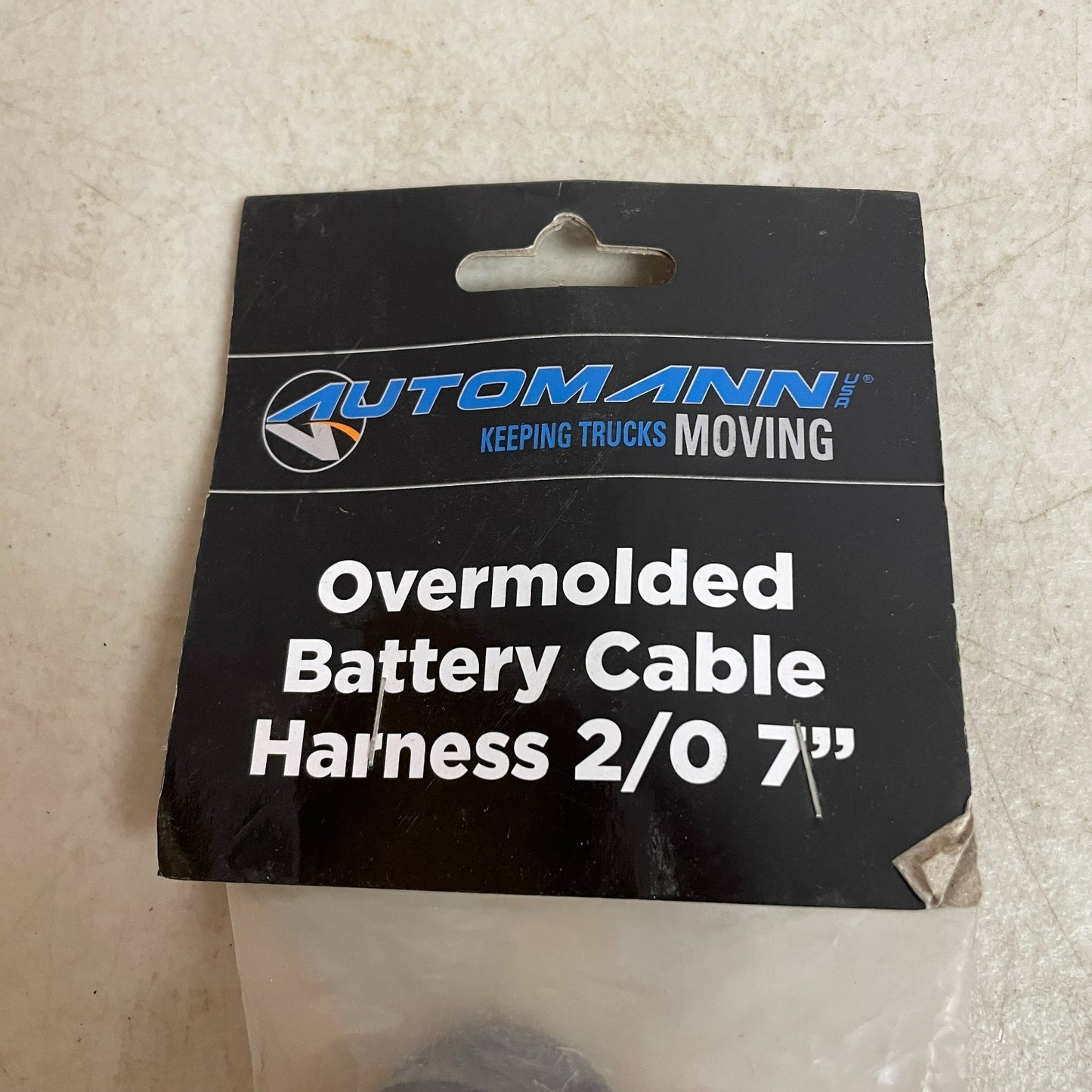 Automann Overmolded Battery Harness 2/0 Gauge 7″ Black Heavy-Duty 178.2020BK