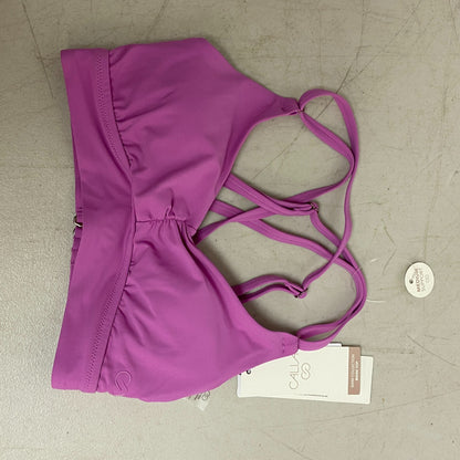 Calia Ruched Front Cross Back Top Geranium Purple Solid Trendy Stylish WSA22202