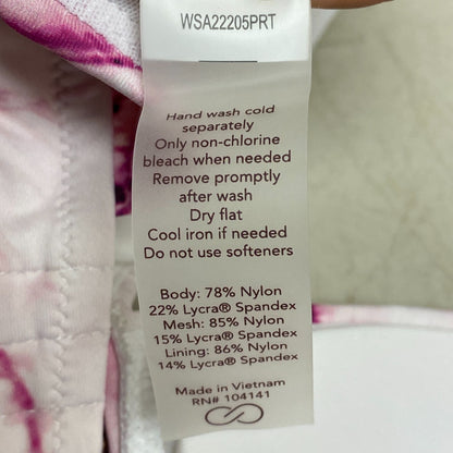 CALIA Women's Wide Shoulder Strap Square Neck Long Line Swim Top Floral Flourish