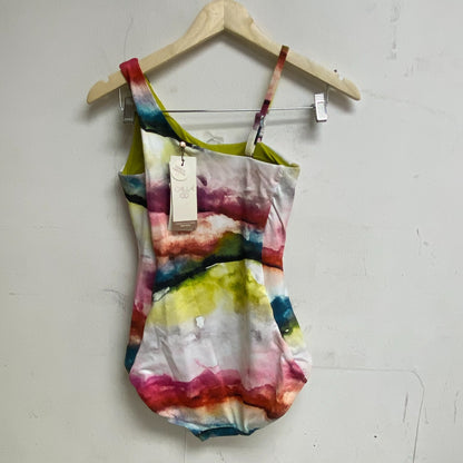 Calia Women's One Shoulder Power Sculpt Slim Swim One Piece Watercolor Multi