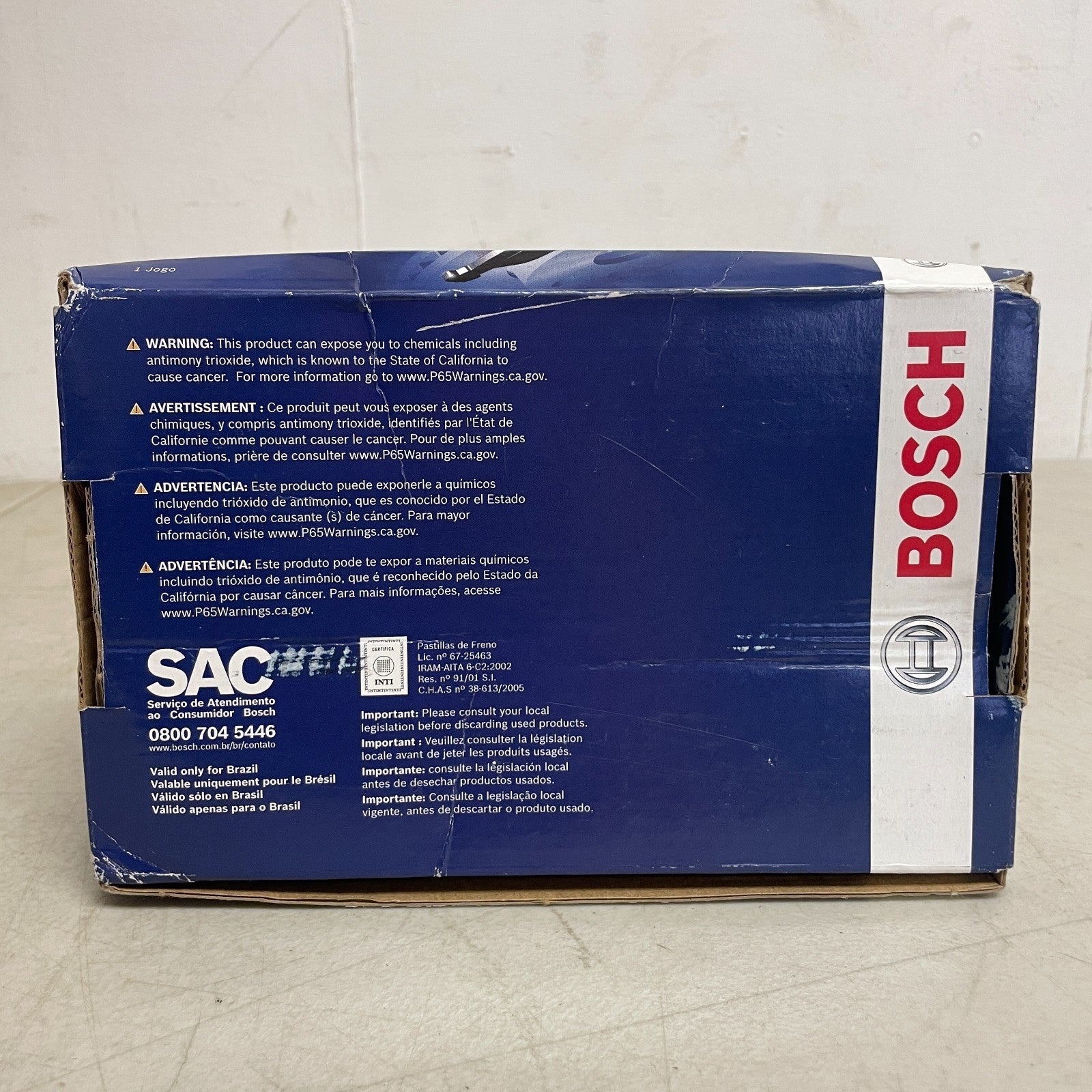 Bosch BE865H Blue Rear Ceramic Disc Brake Pad Set with Hardware for Acura Honda