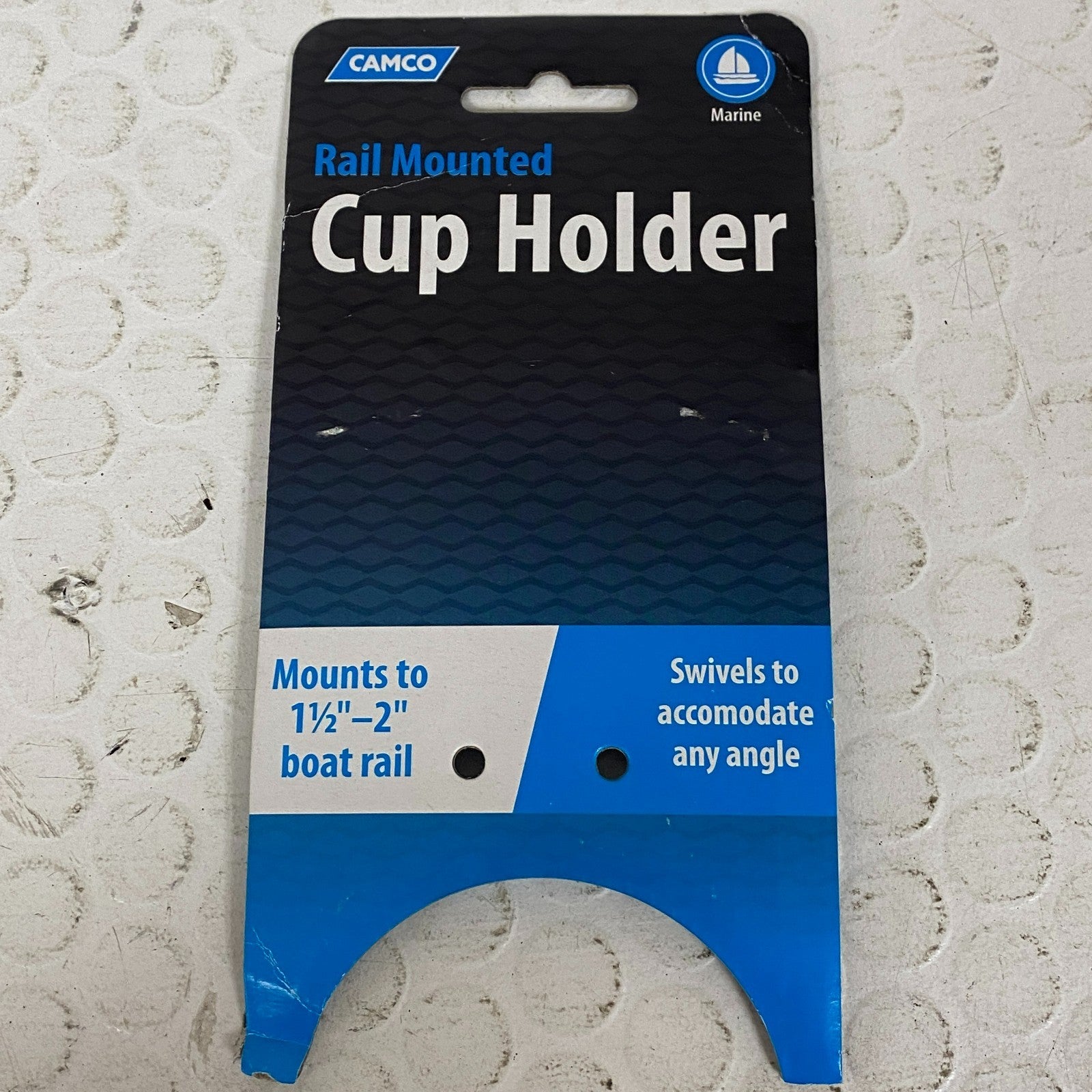 Camco 53083 Clamp-Mounted Large Cup Holder Fits 2 Inch Rails White