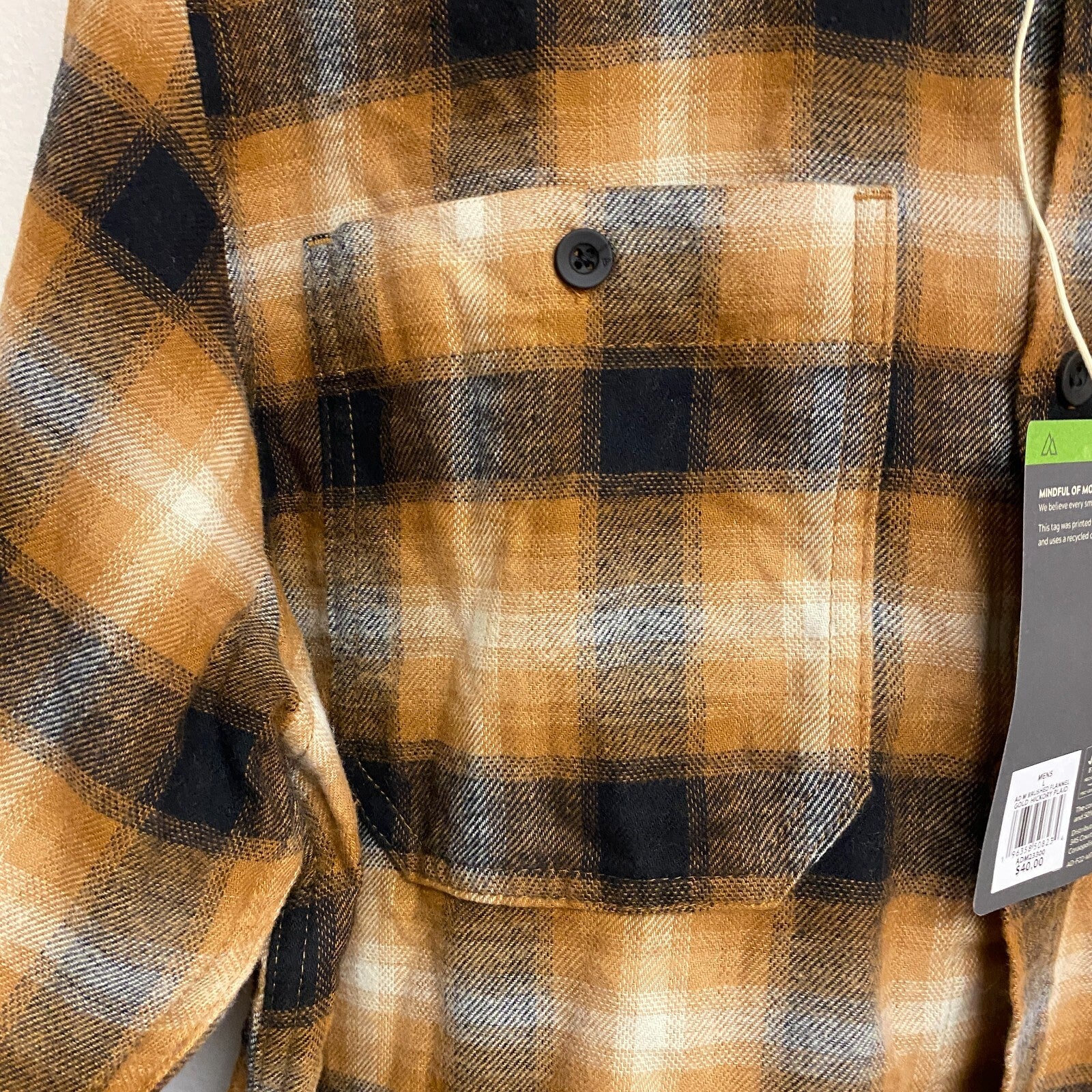 ALPINE DESIGN MENS AD M BRUSHED FLANNEL LONG SLEEVE GOLD HICKORY  PLAID ADM23300