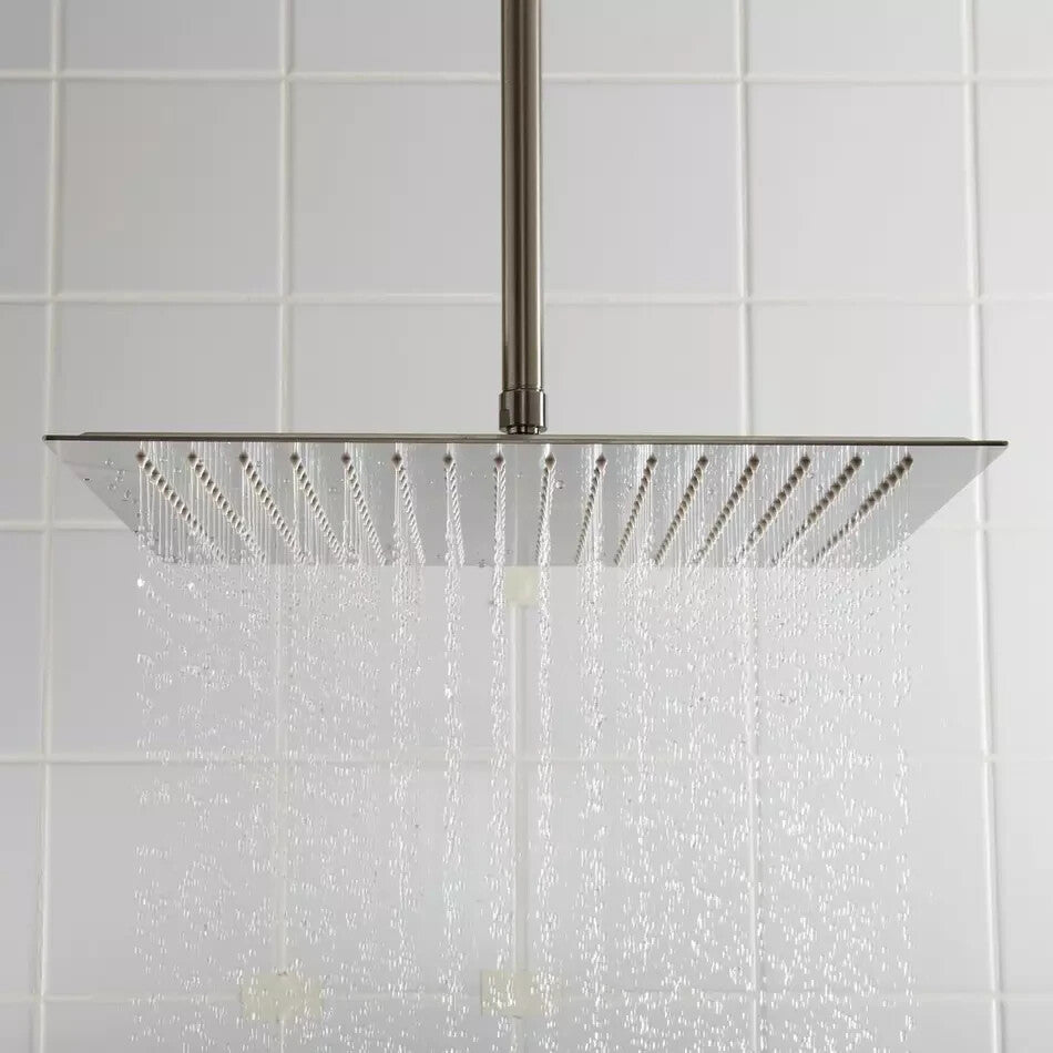 Signature Hardware 16" Beveled Square Rainfall Shower Head - Brushed Nickel