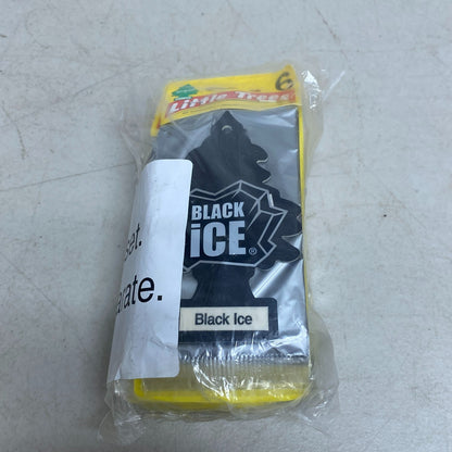 Little Trees Black Ice Hanging Car Air Freshener 6 Pack Set of 4 Long Lasting