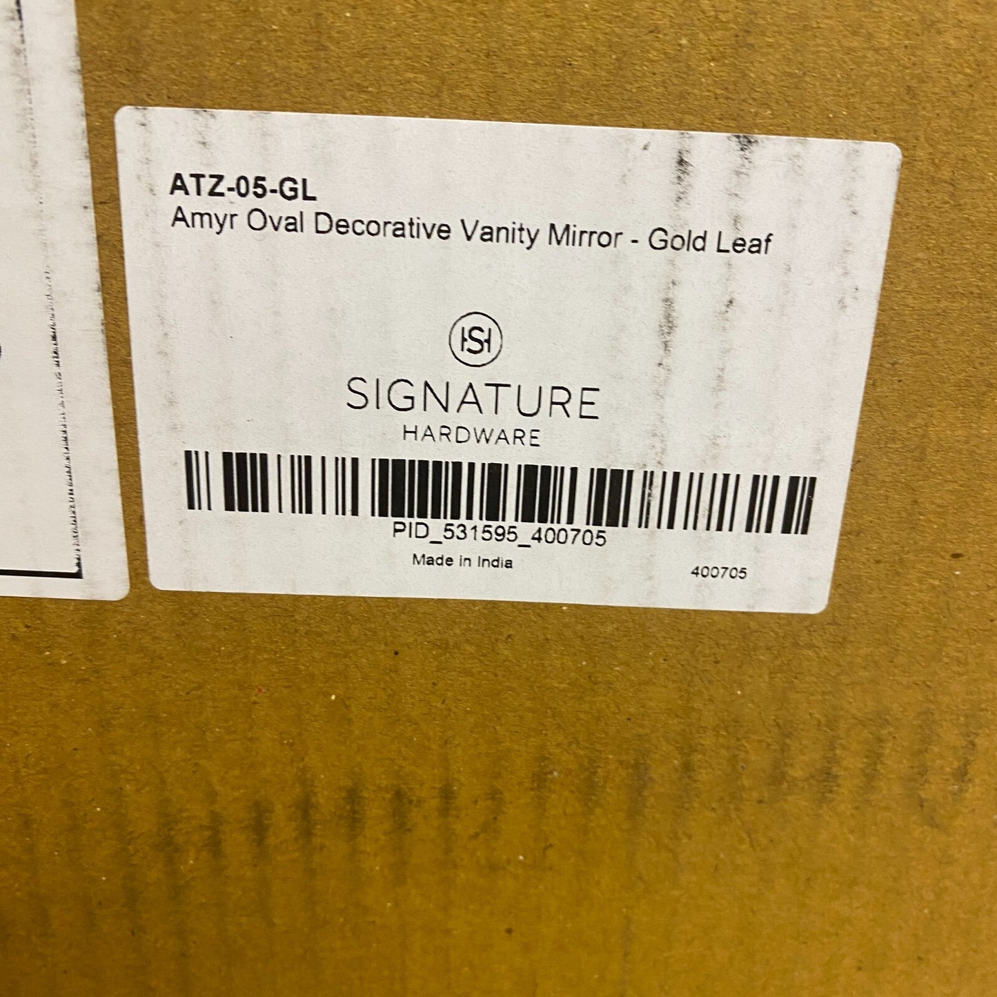 Signature Hardware Amyr  400705 Oval Decorative Vanity Mirror - Gold Leaf