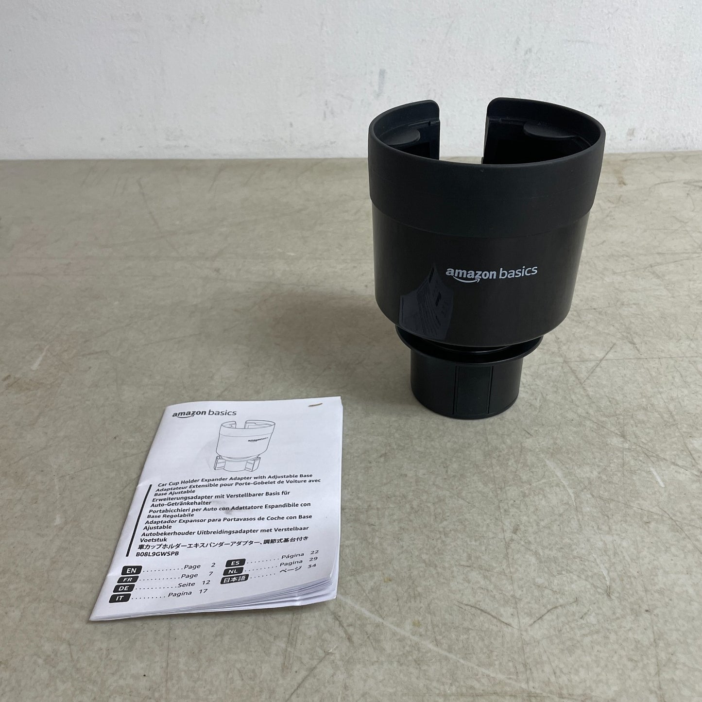 Amazon Basics Car Cup Holder Expander Adjustable Base Fits 3.4-3.8" Bottles