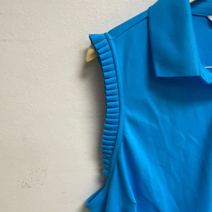 Lady Hagen Womens Eyelet Dolman Polo Blue Oasis Sleeveless Solid WGH11478