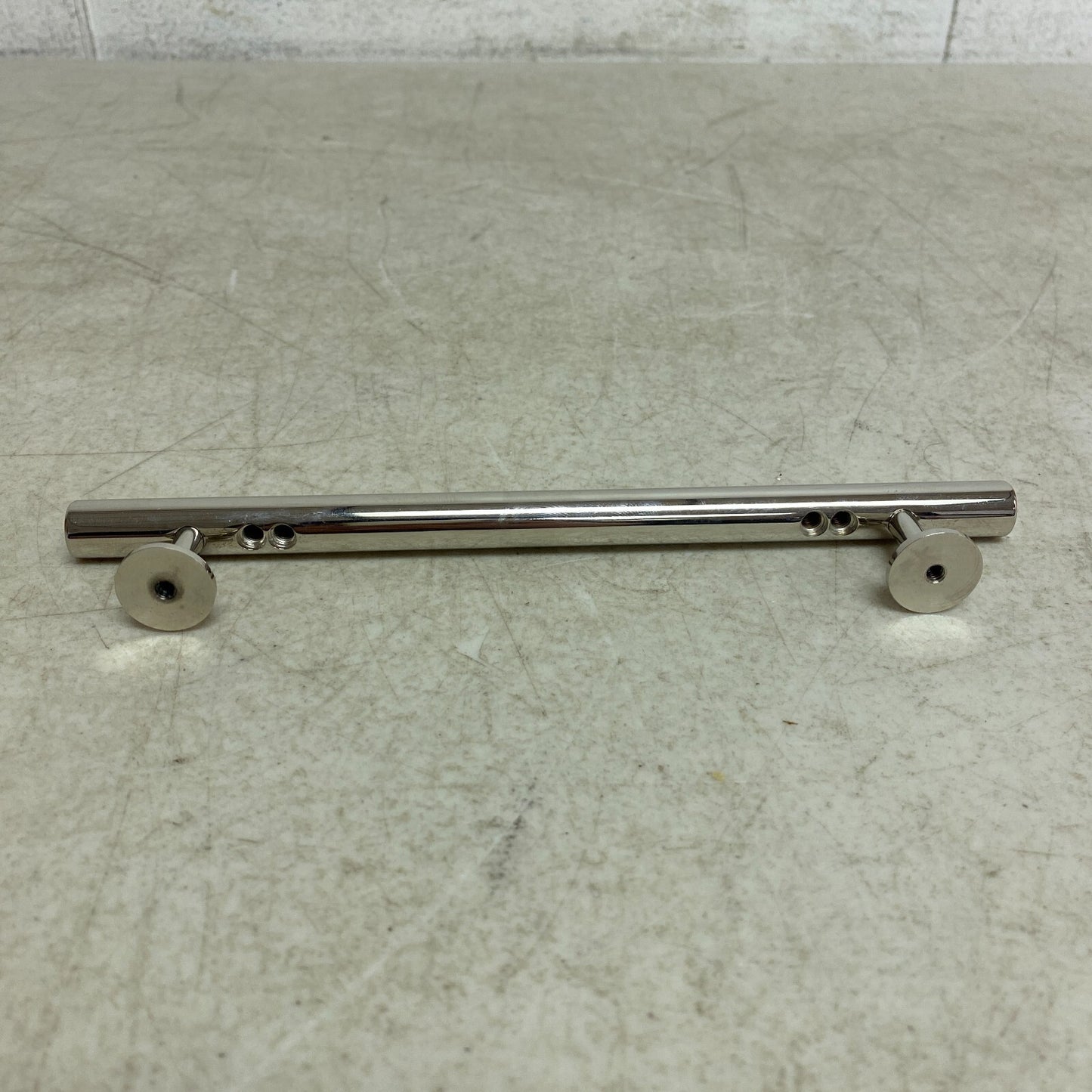 SIGNATURE HARDWARE Diehl Adjustable Round Brass Drawer 8'' Pull Brushed Nickel