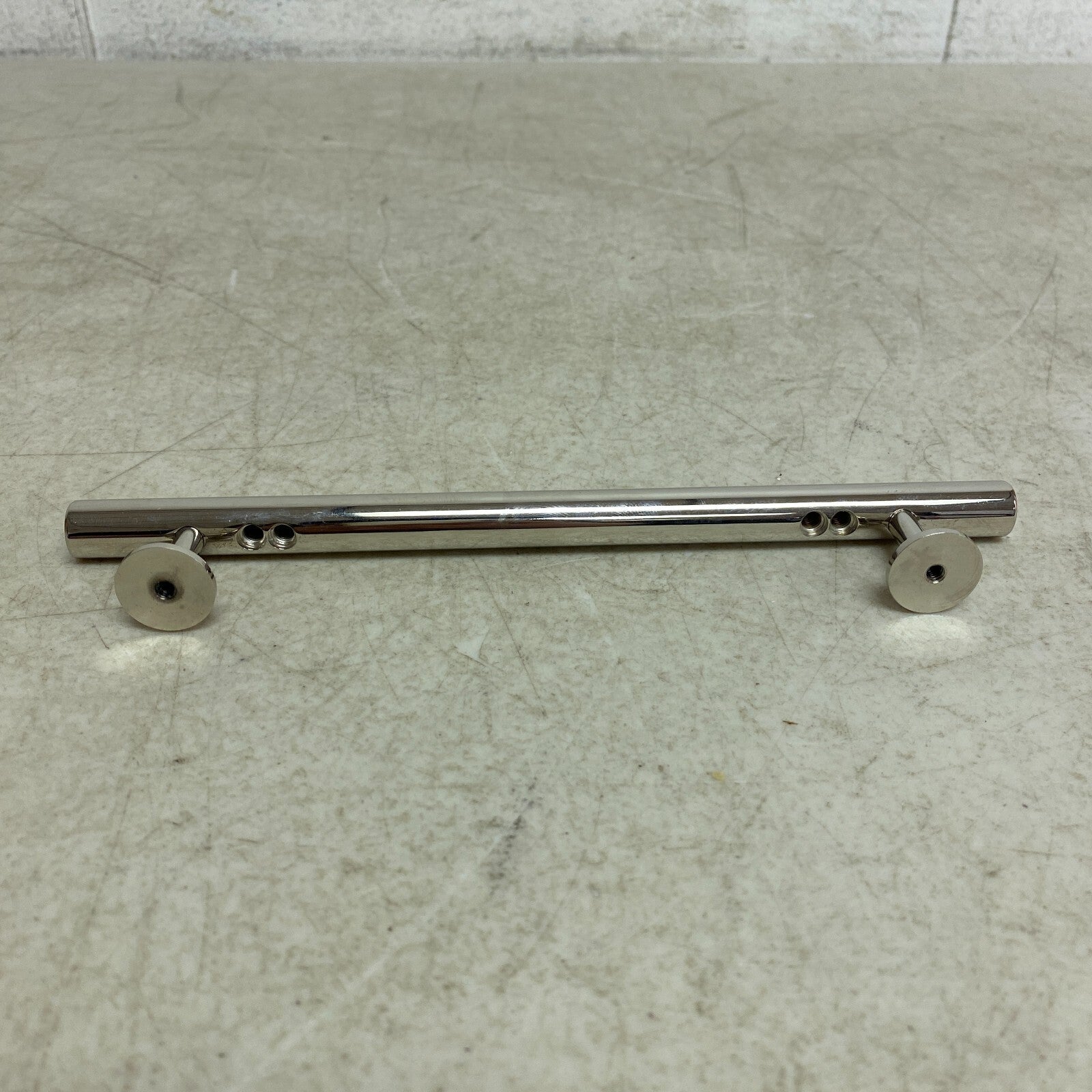 SIGNATURE HARDWARE Diehl Adjustable Round Brass Drawer 8'' Pull Brushed Nickel
