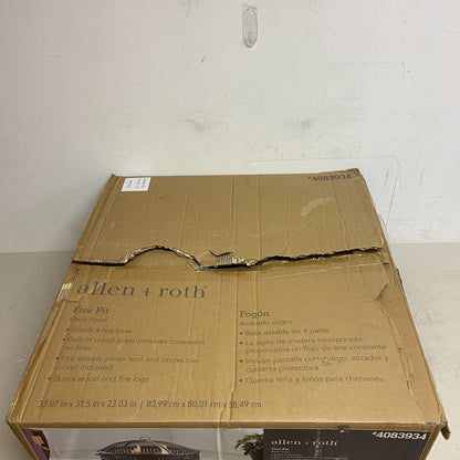 allen + roth 31.5-in W Black Steel Wood-Burning Fire Pit Black Finish