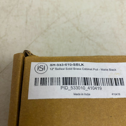 Signature Hardware 12'' Belfast Solid Brass Cabinet Pull Matte Black SH430859