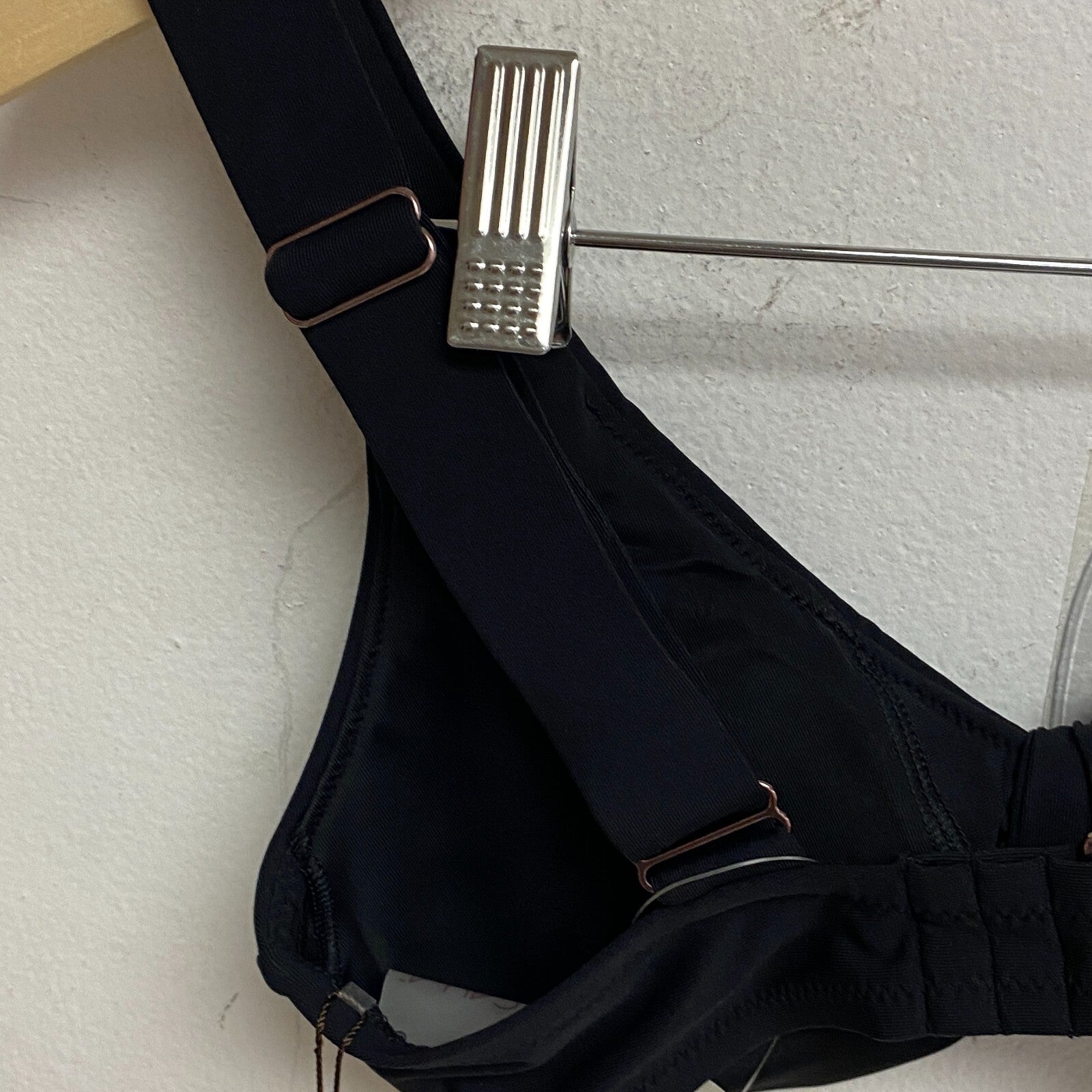 Calia Women's Swim Collection Tie Front Racerback Bikini Top Pure Black WSA22200