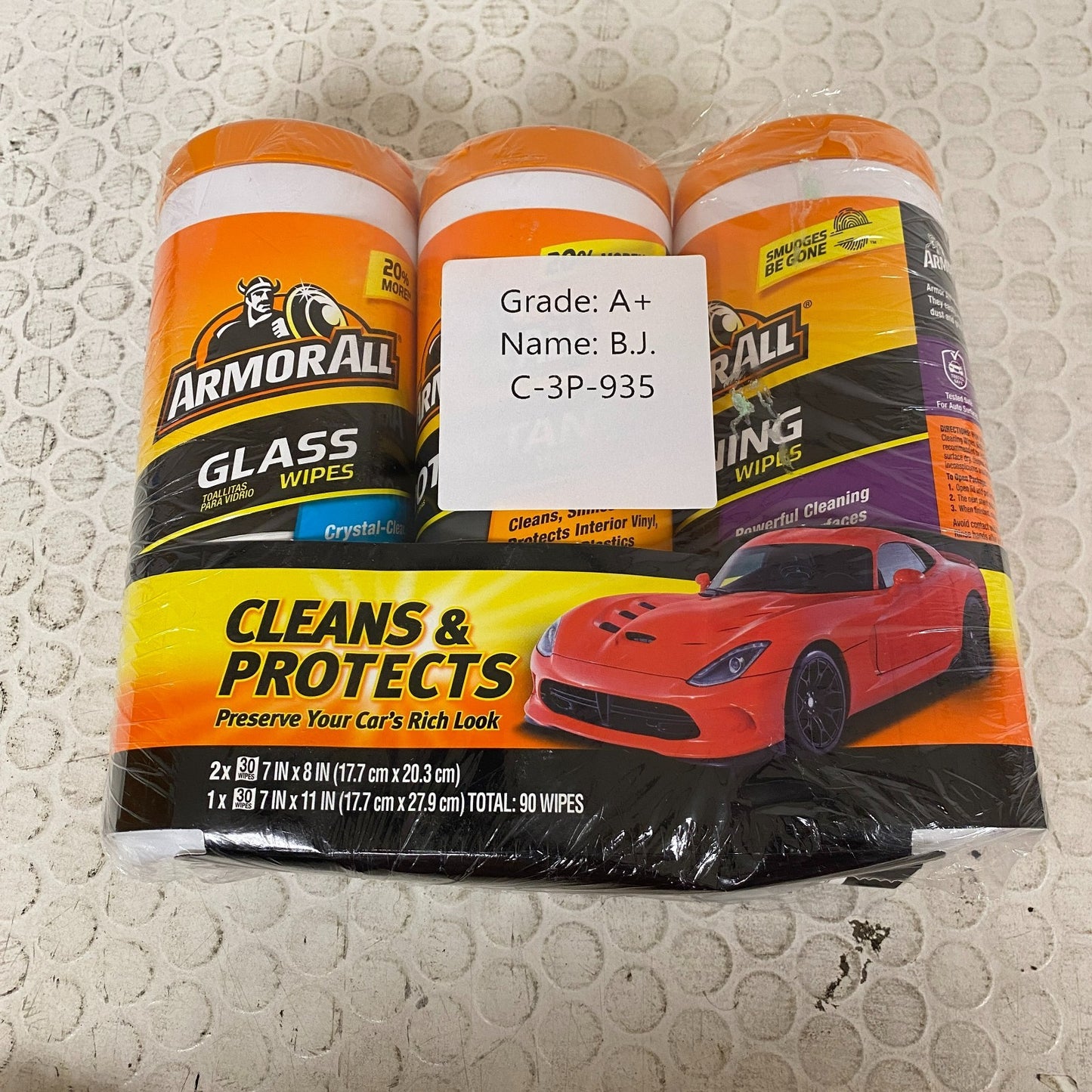 Armor All Protectant Glass Cleaning Wipes 3 Pack 30ct Each Interior Exterior Car