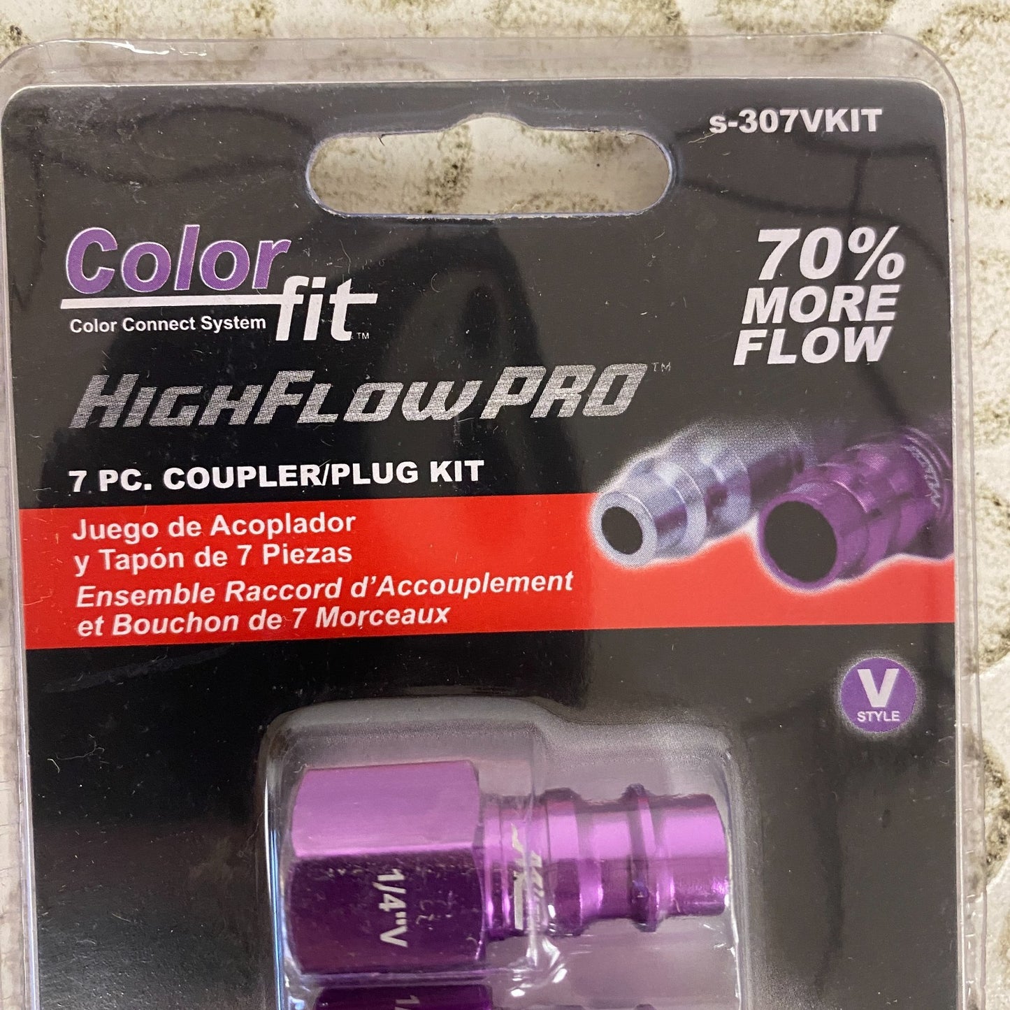 Milton S-307VKIT ColorFit V-Style Hi-Flow Coupler Plug Kit Purple 7 Pc