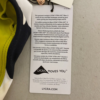 Calia Women's Swim Medium Support Tie Front Long Line Bikini Top Green Multi New